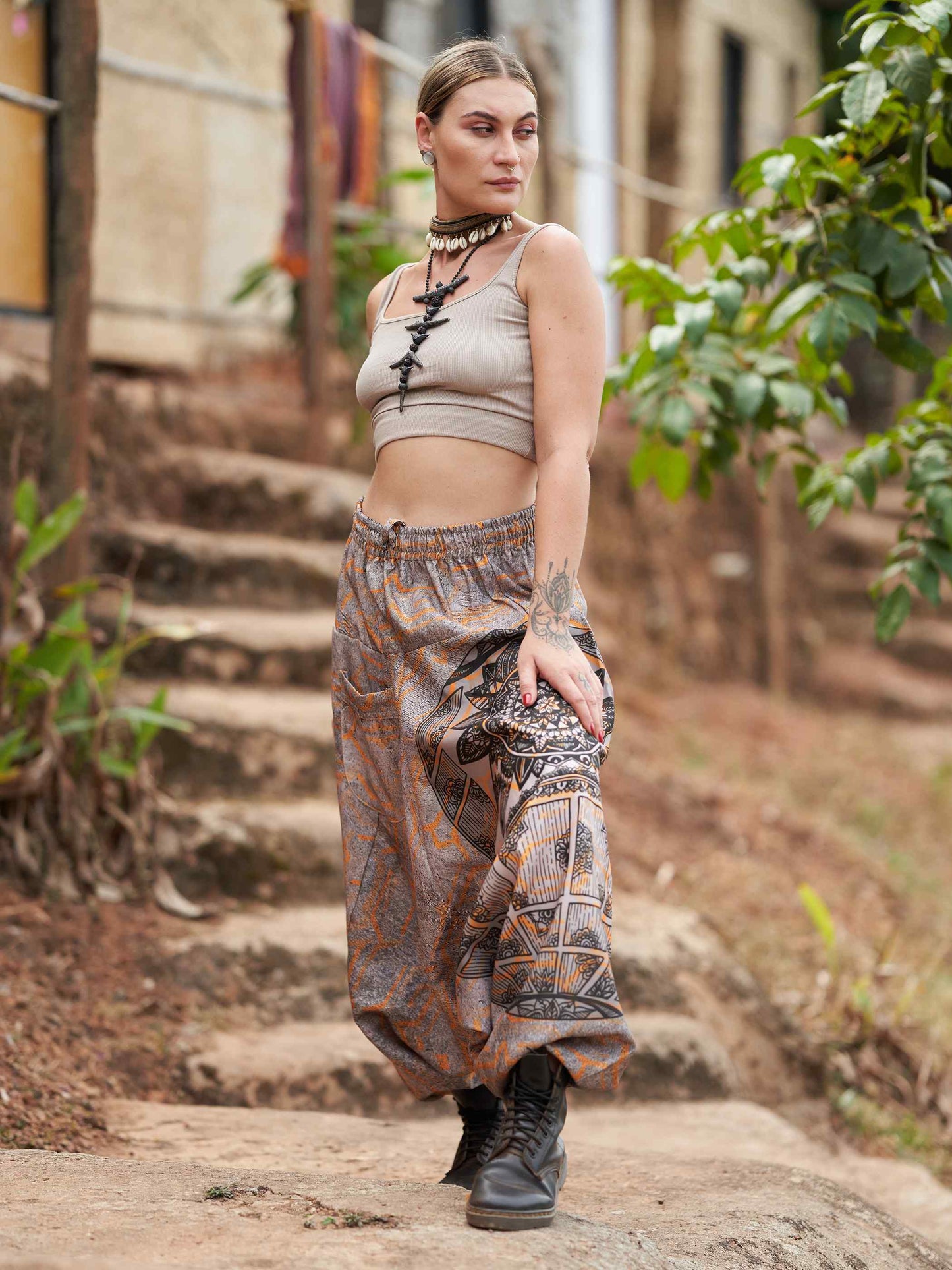 Women's Tribal Mandala Print Balloon Aladdin Harem Pants For Travel Yoga Dance