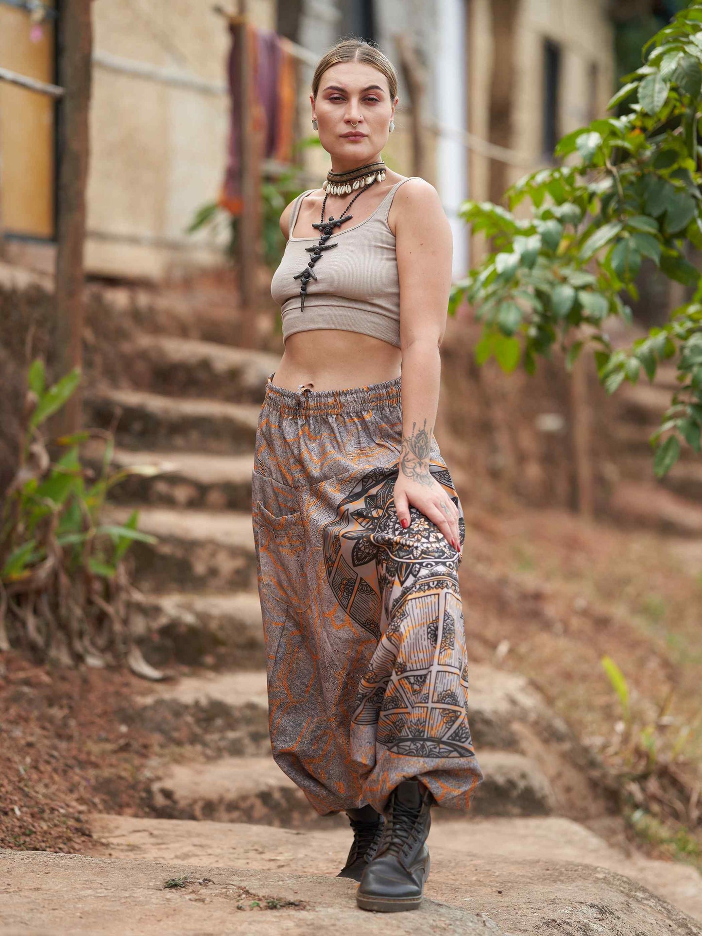 Women's Tribal Mandala Print Balloon Aladdin Harem Pants For Travel Yoga Dance