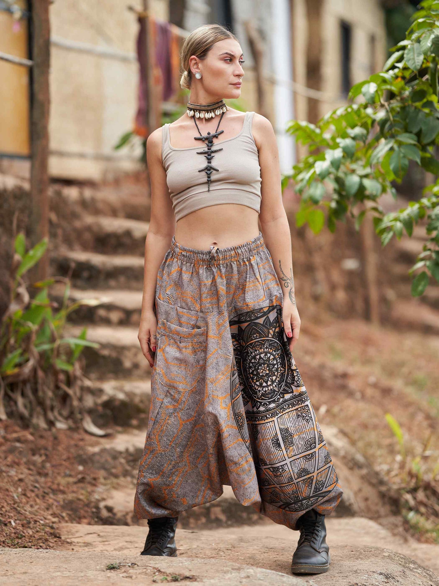 Women's Tribal Mandala Print Balloon Aladdin Harem Pants For Travel Yoga Dance