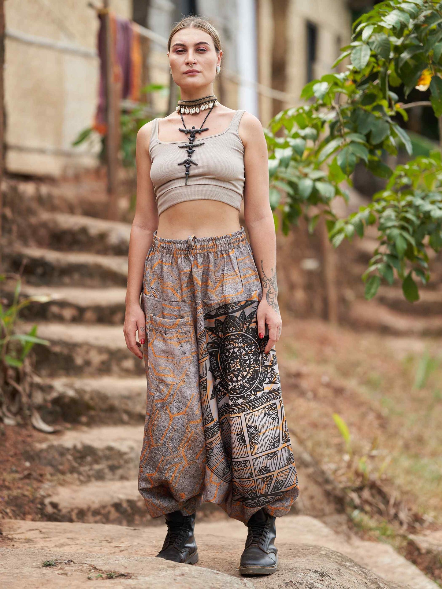 Women's Tribal Mandala Print Balloon Aladdin Harem Pants For Travel Yoga Dance