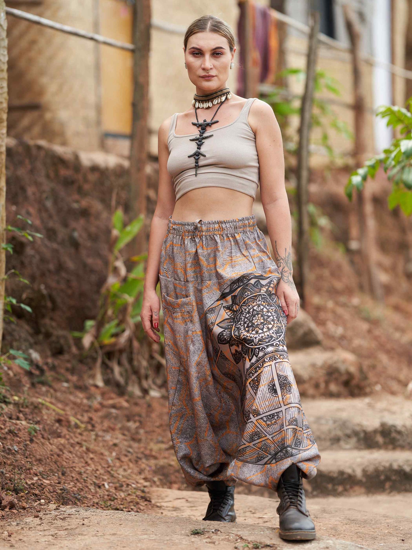 Women's Tribal Mandala Print Balloon Aladdin Harem Pants For Travel Yoga Dance