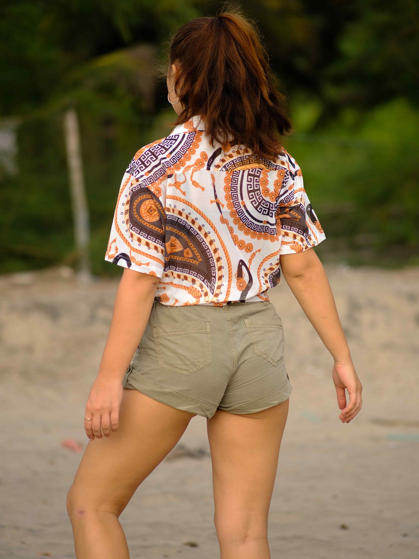 Women's Adventure Beach Inspired Printed Net Travel Shirt