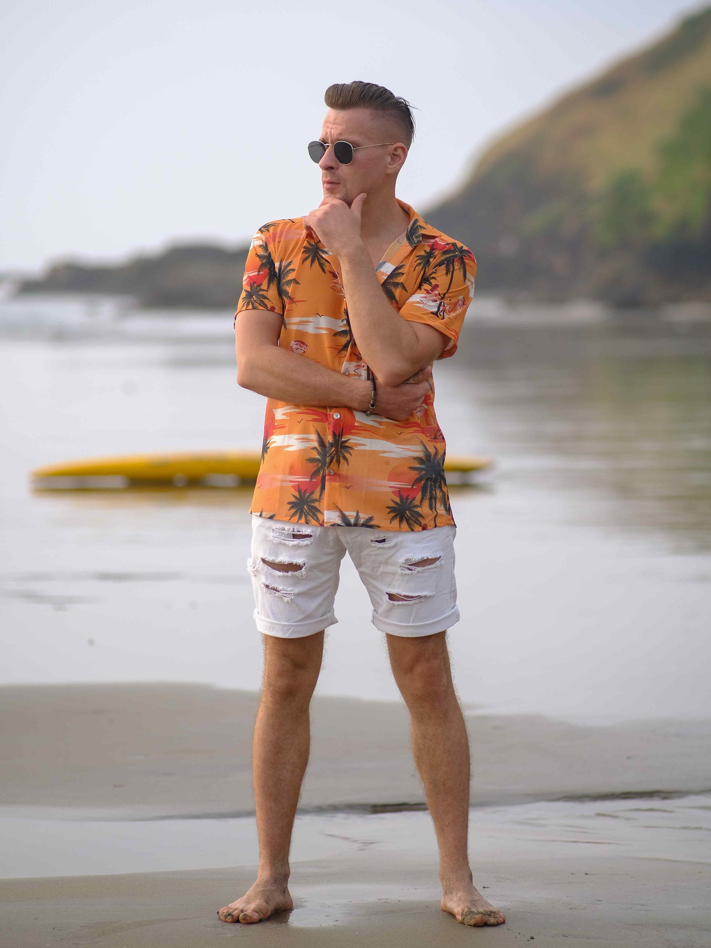 Men's Island Breeze Printed Net Beach Travel Shirt