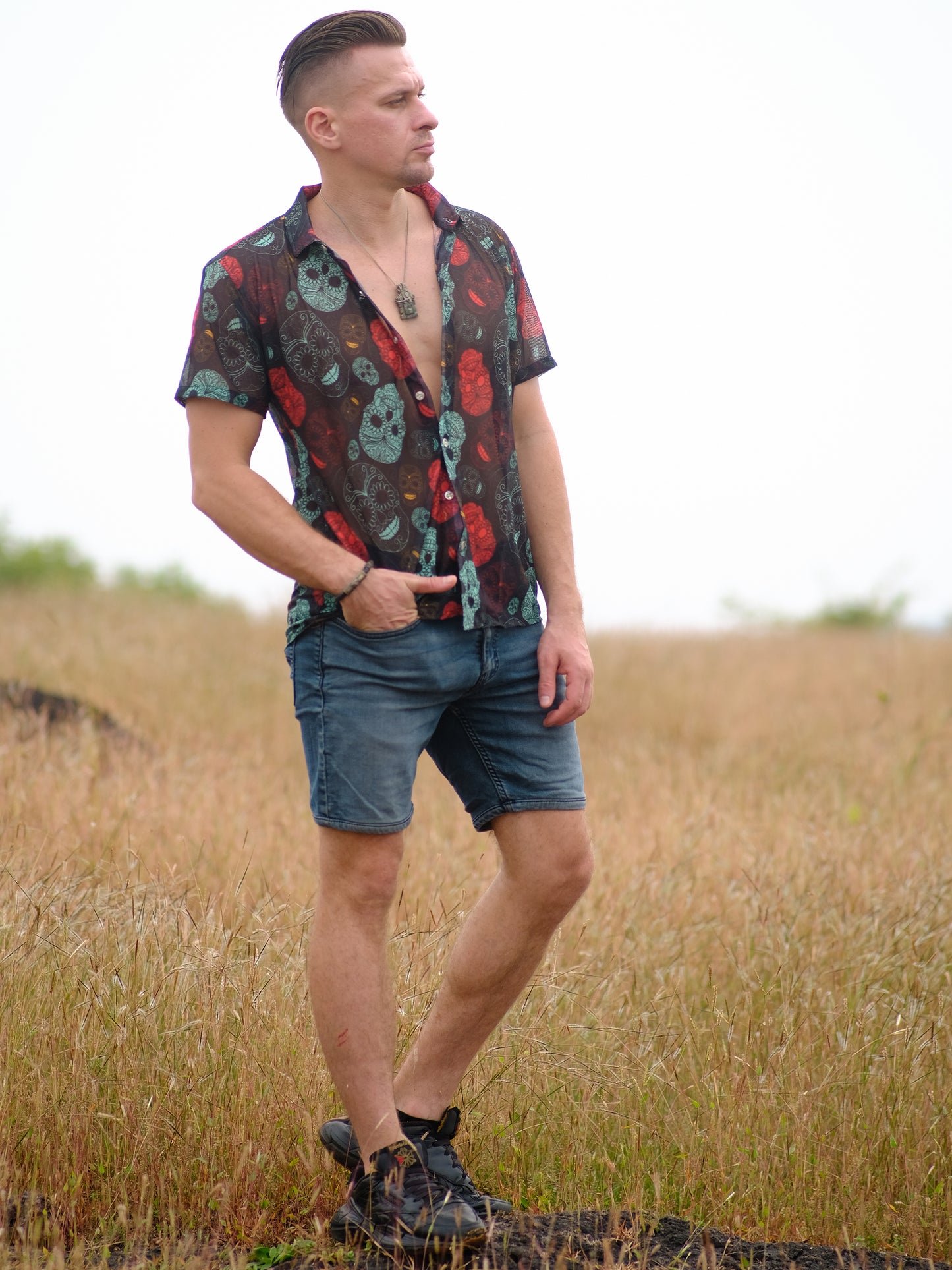 Buy Men's Boho Skull Paradise Beach Travel Shirt
