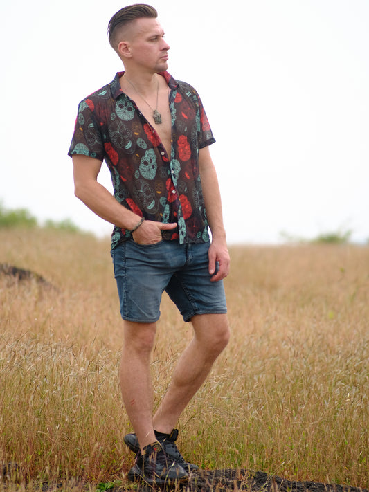 Buy Men's Boho Skull Paradise Beach Travel Shirt