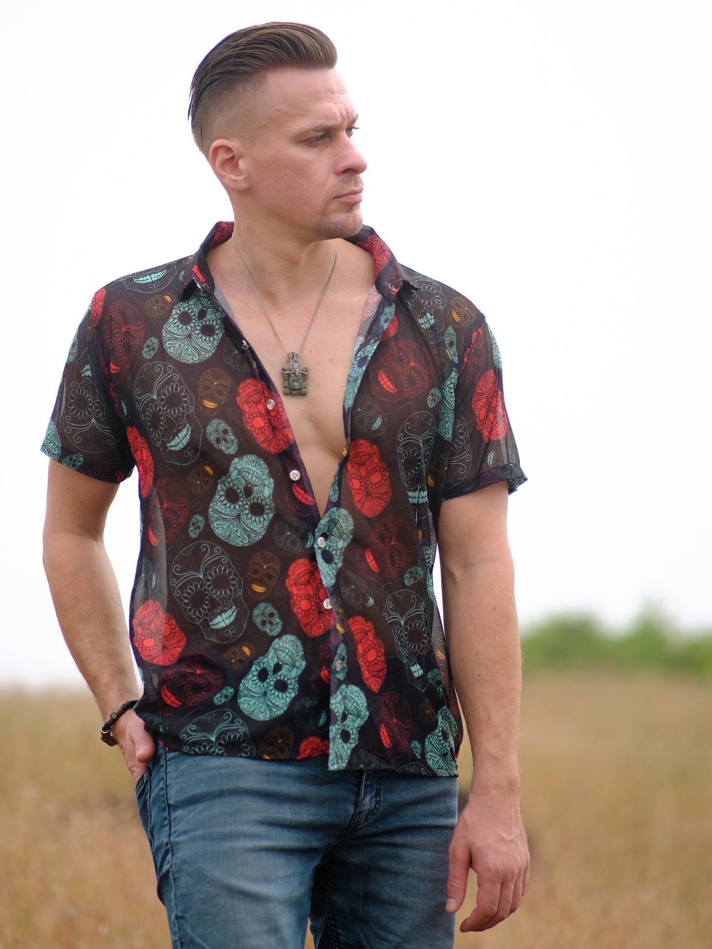 Buy Men's Boho Skull Paradise Beach Travel Shirt
