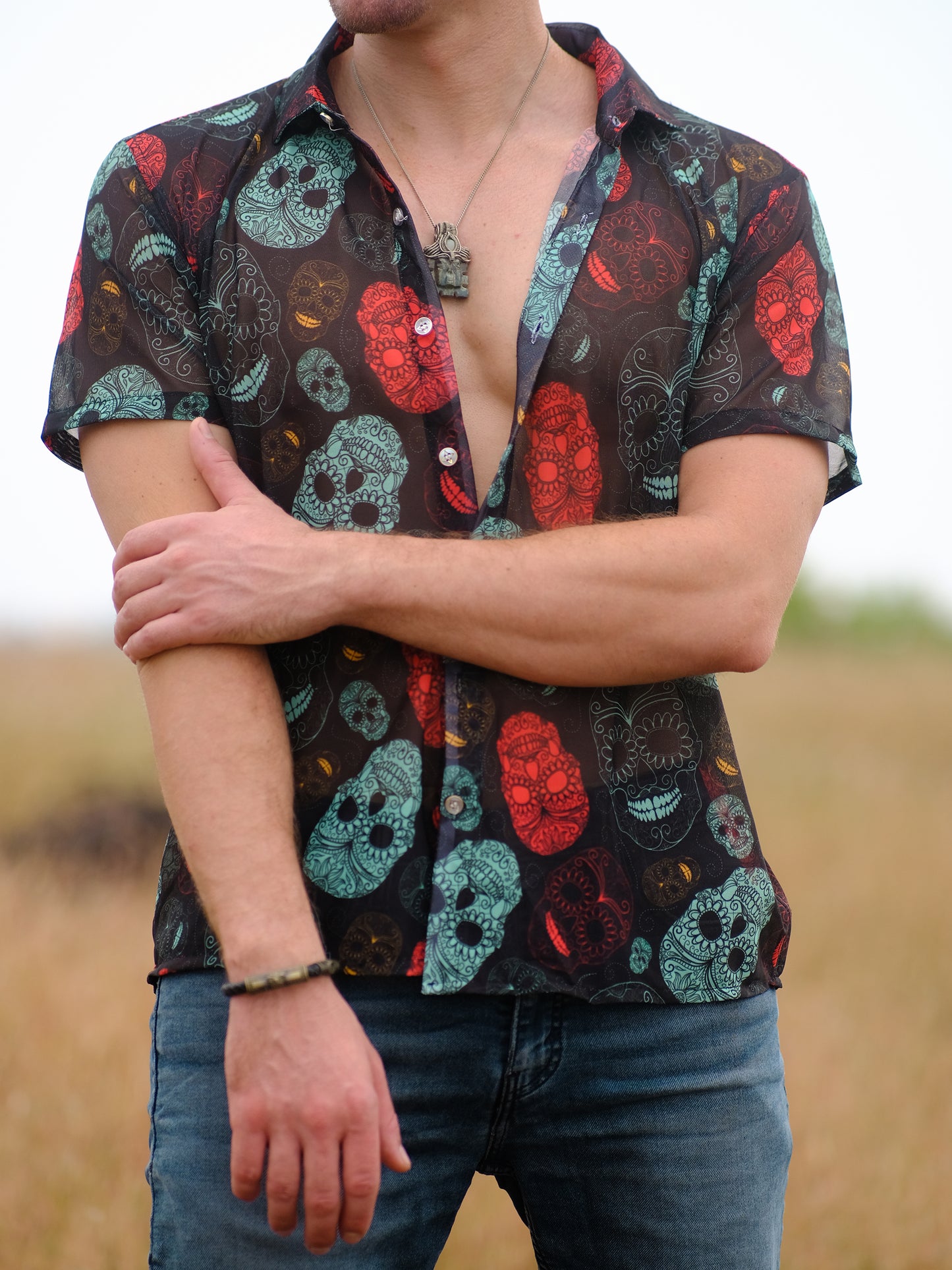 Buy Men's Boho Skull Paradise Beach Travel Shirt