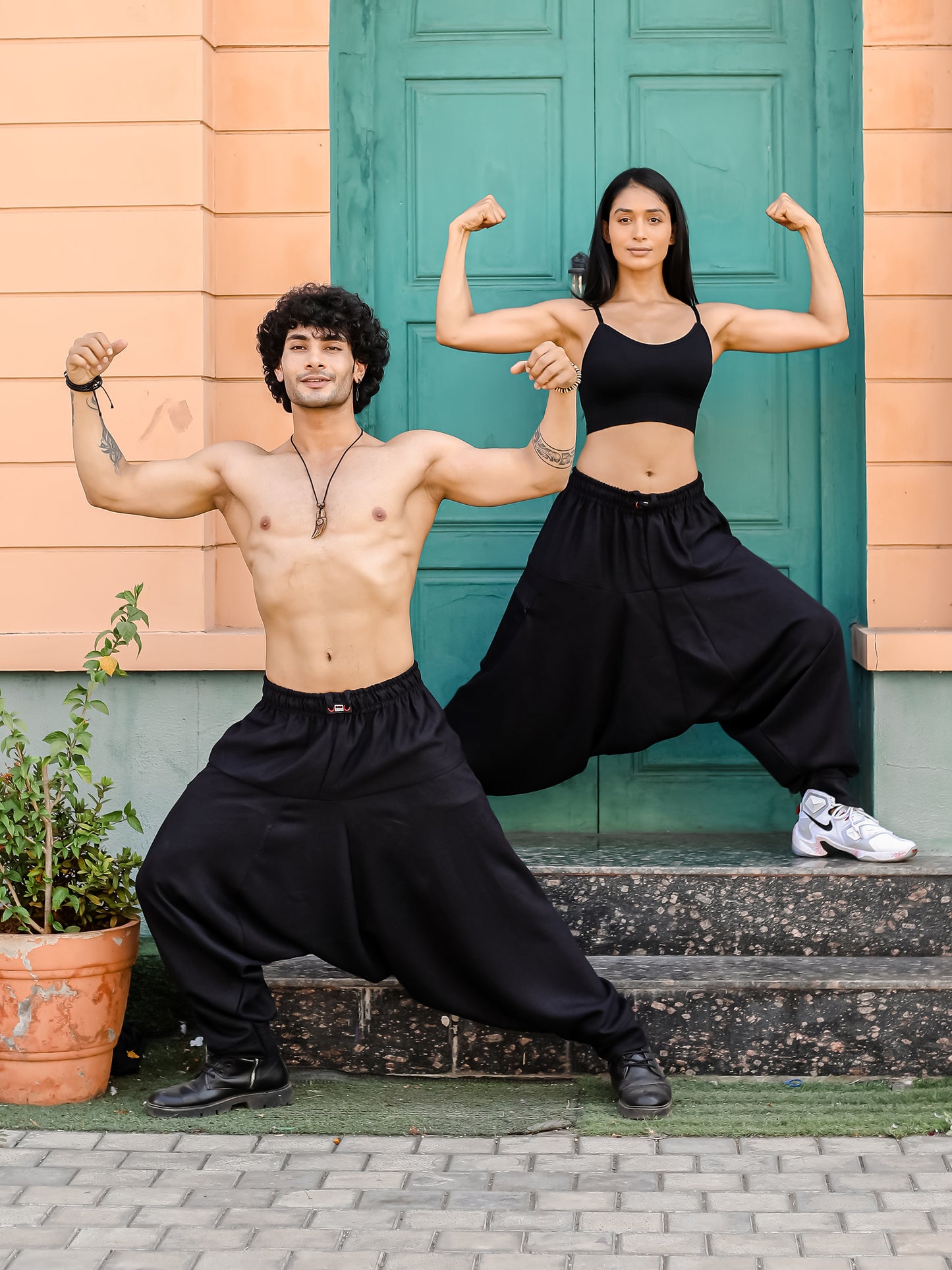 Men's Black Harem Pants For Travel Dance Yoga
