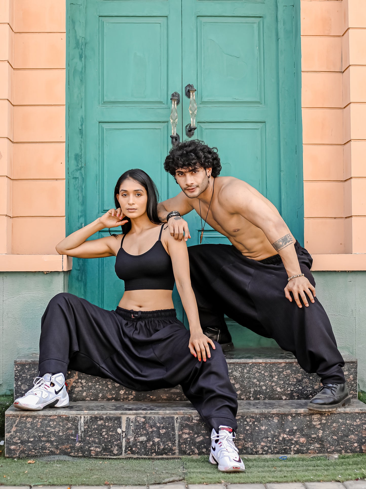 Women's Black Harem Pants For Travel Dance Yoga