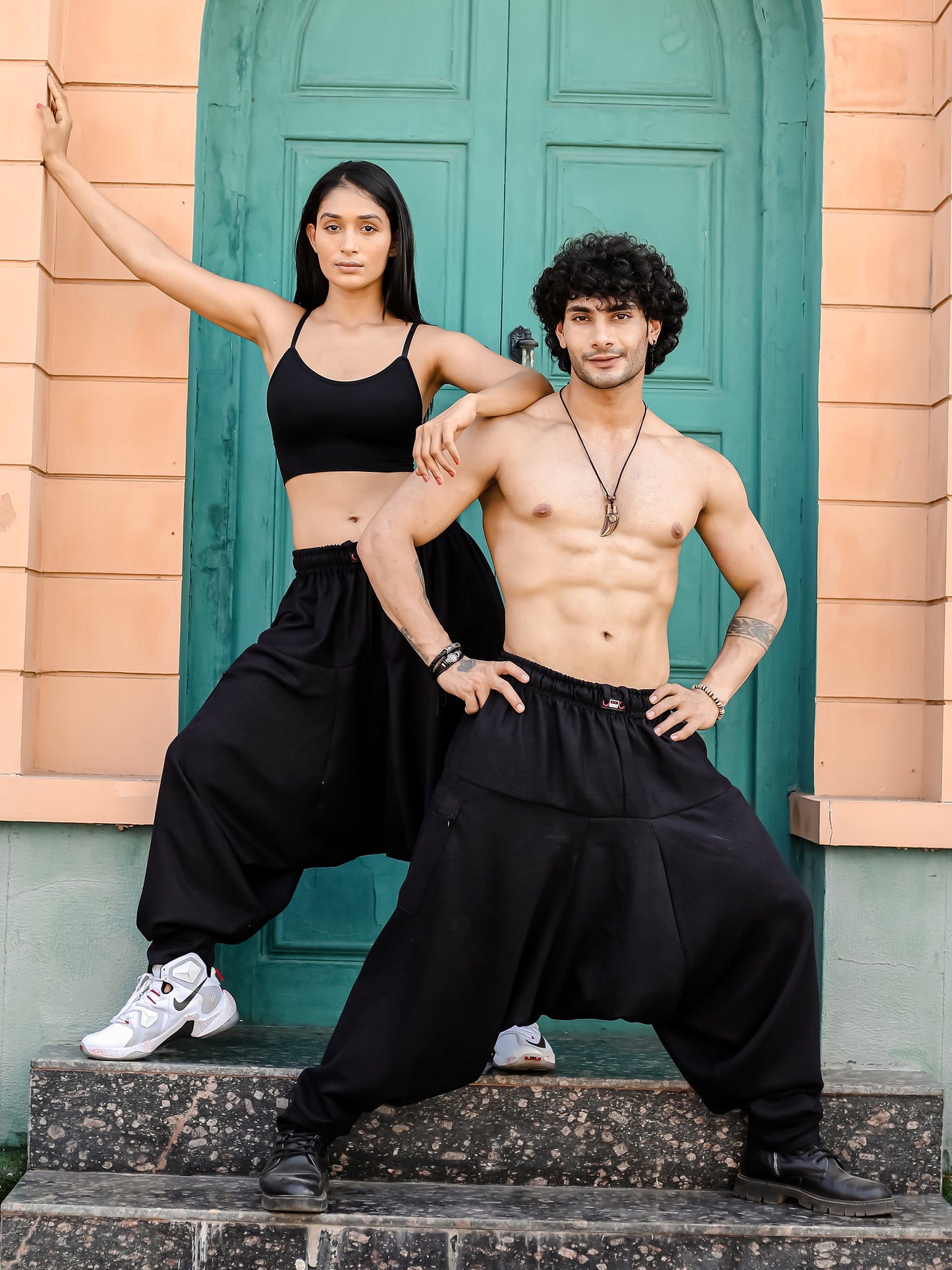 Men's Black Harem Pants For Travel Dance Yoga