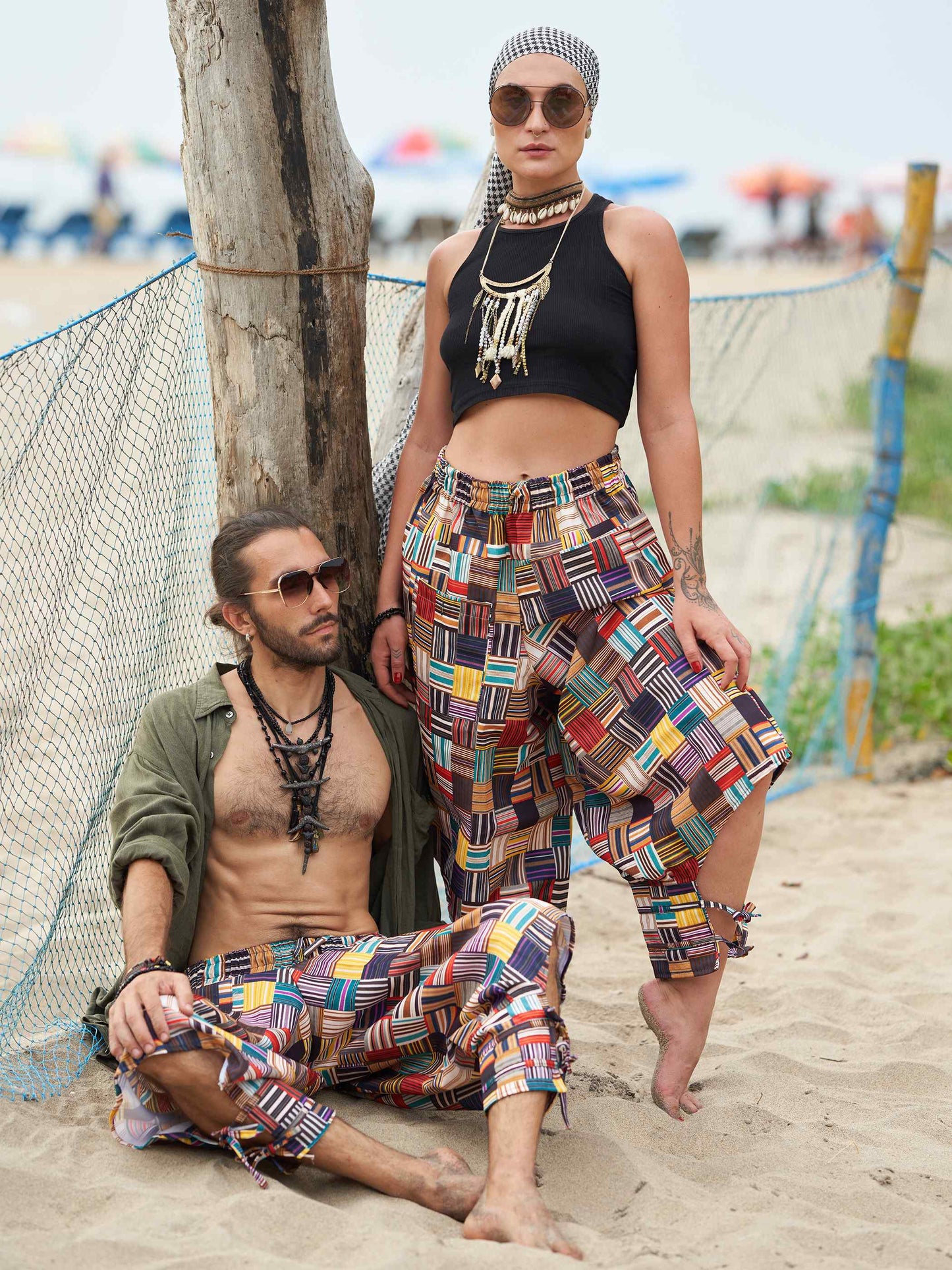 Buy Men's Geometric Genie Bohemian Hippy Balloon Harem Pants For Dance Yoga Travel