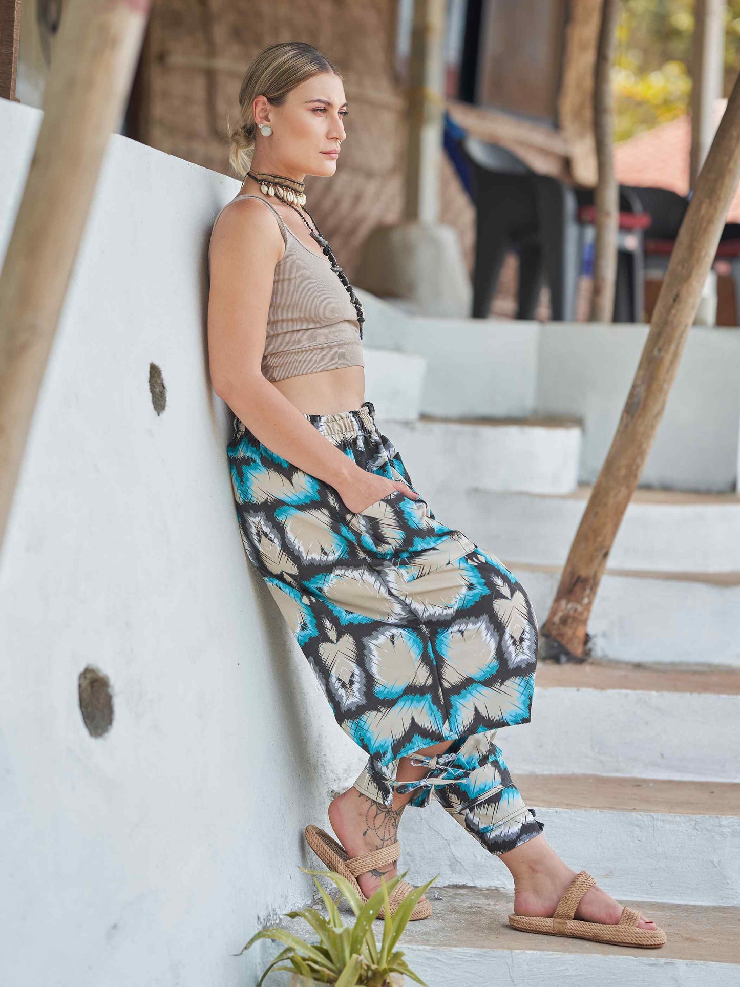 Buy Women's Tie Dye Look Bohemian Hippy Harem Pants For Yoga Travel Dance