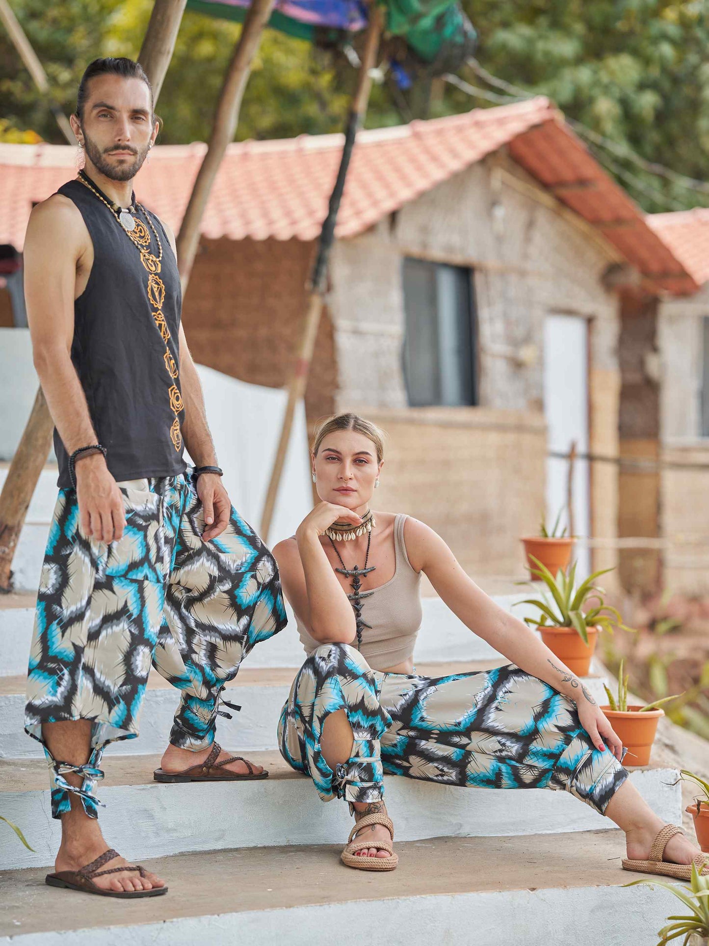 Buy Men's Tie Dye Look Bohemian Hippy Harem Pants For Yoga Travel Dance