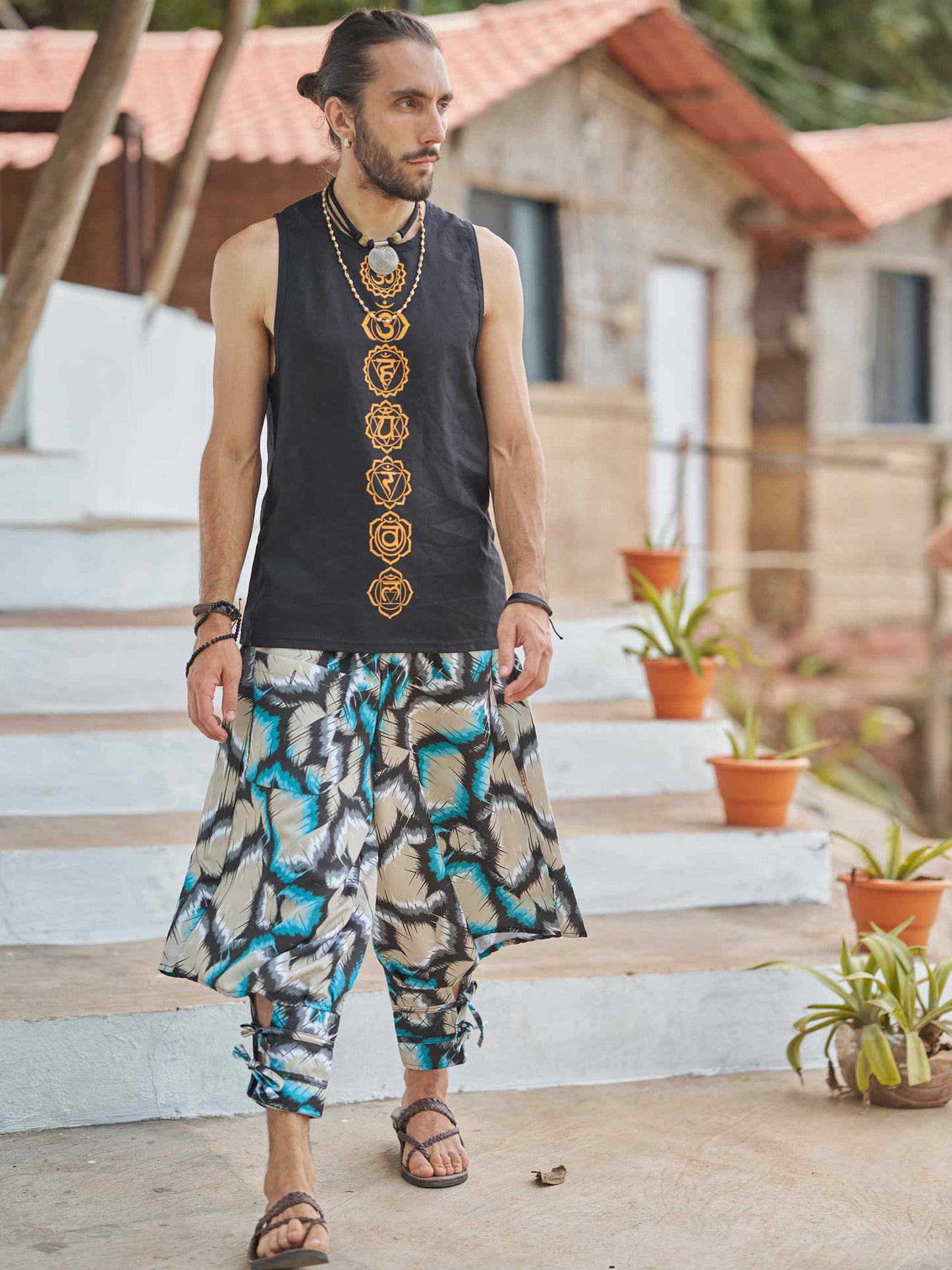 Buy Men's Tie Dye Look Bohemian Hippy Harem Pants For Yoga Travel Dance