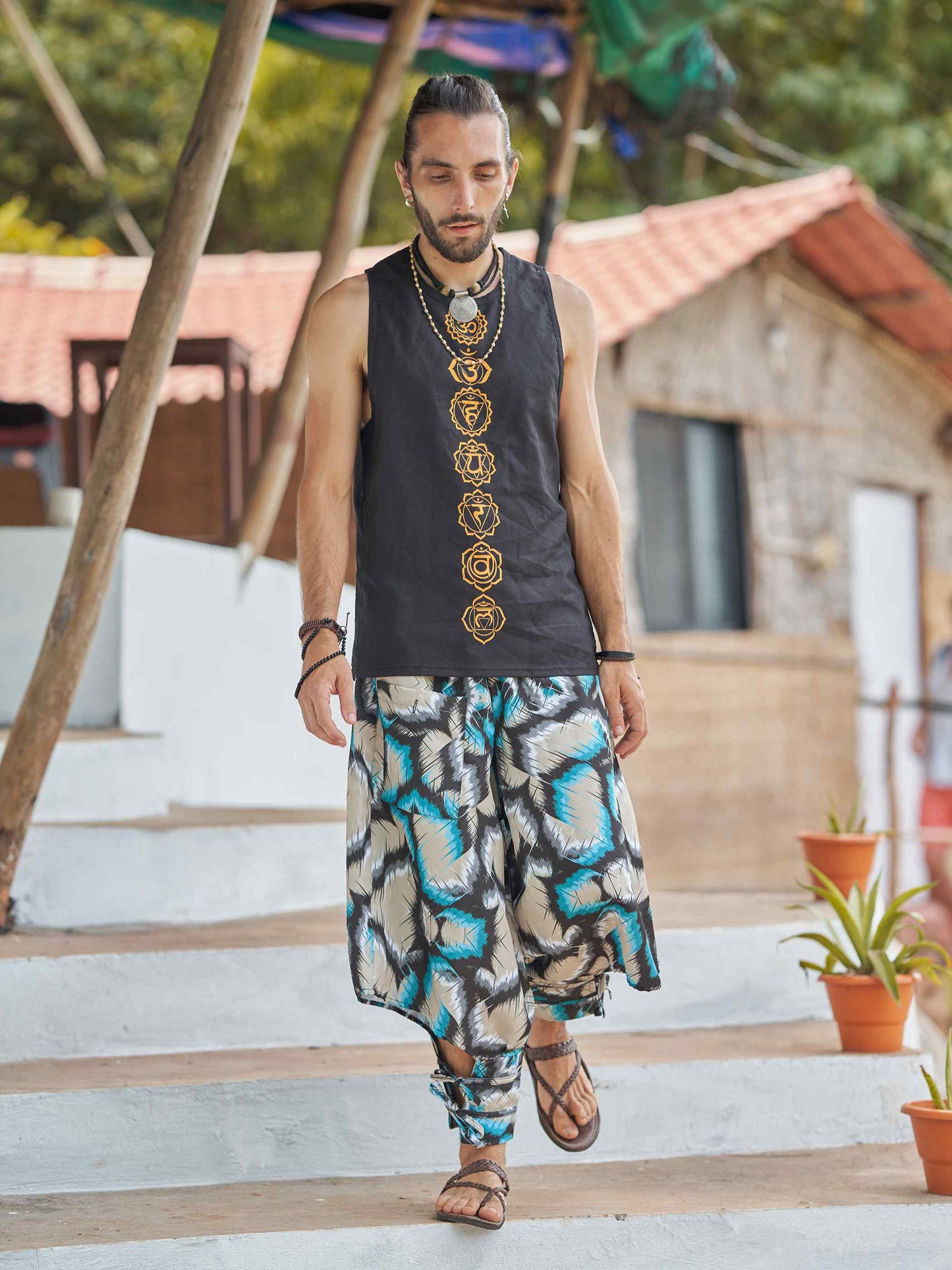 Buy Men's Tie Dye Look Bohemian Hippy Harem Pants For Yoga Travel Dance