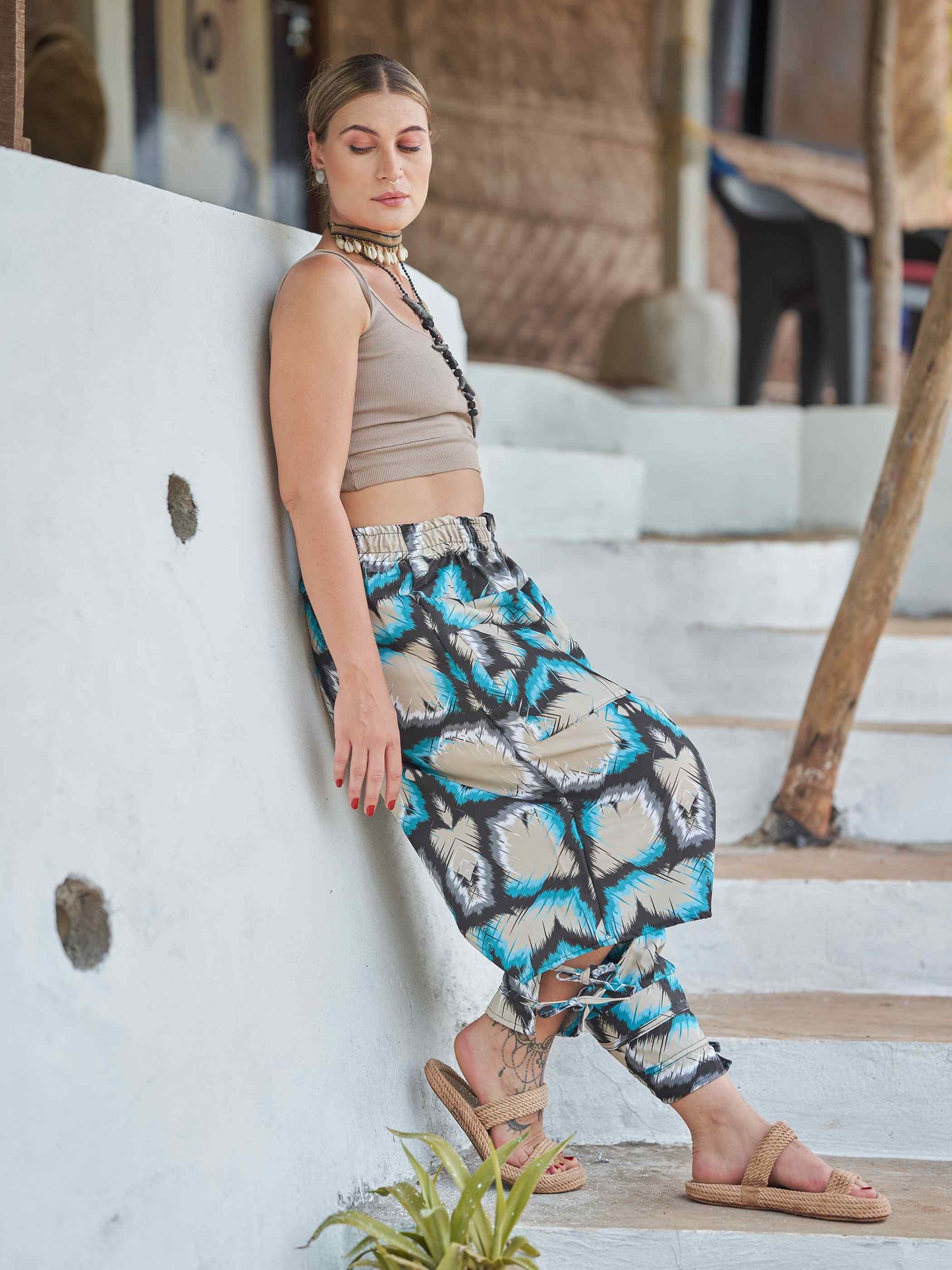 Buy Women's Tie Dye Look Bohemian Hippy Harem Pants For Yoga Travel Dance