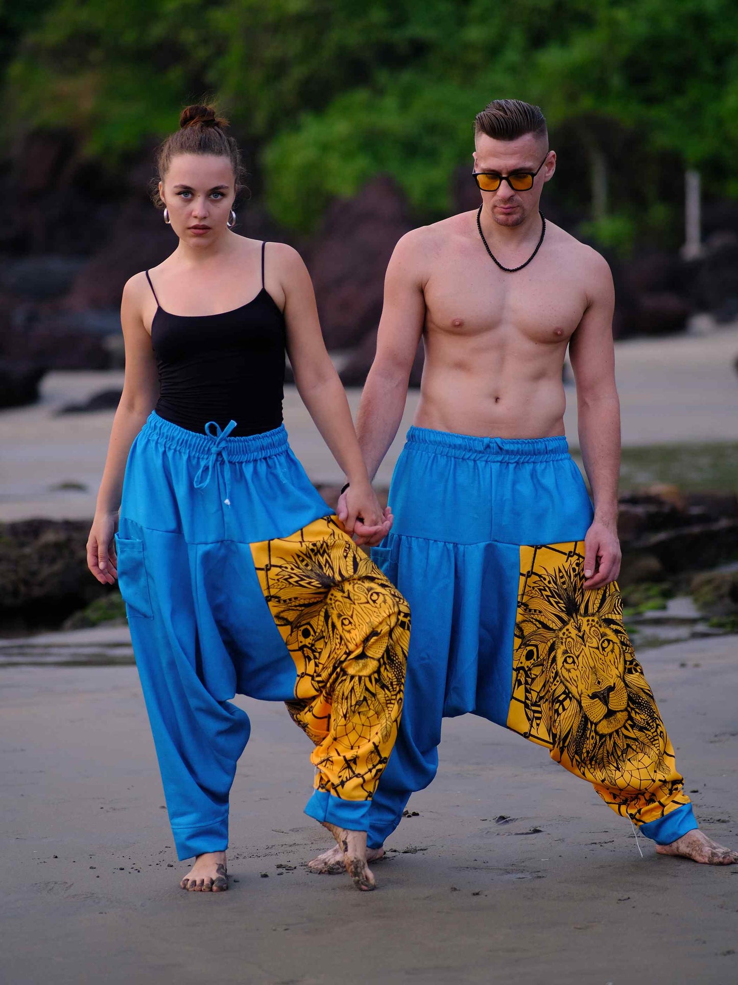 Shop Men's Lion Print Hippy Baggy Aladdin Bohemian Harem Pants For Travel Dance Yoga