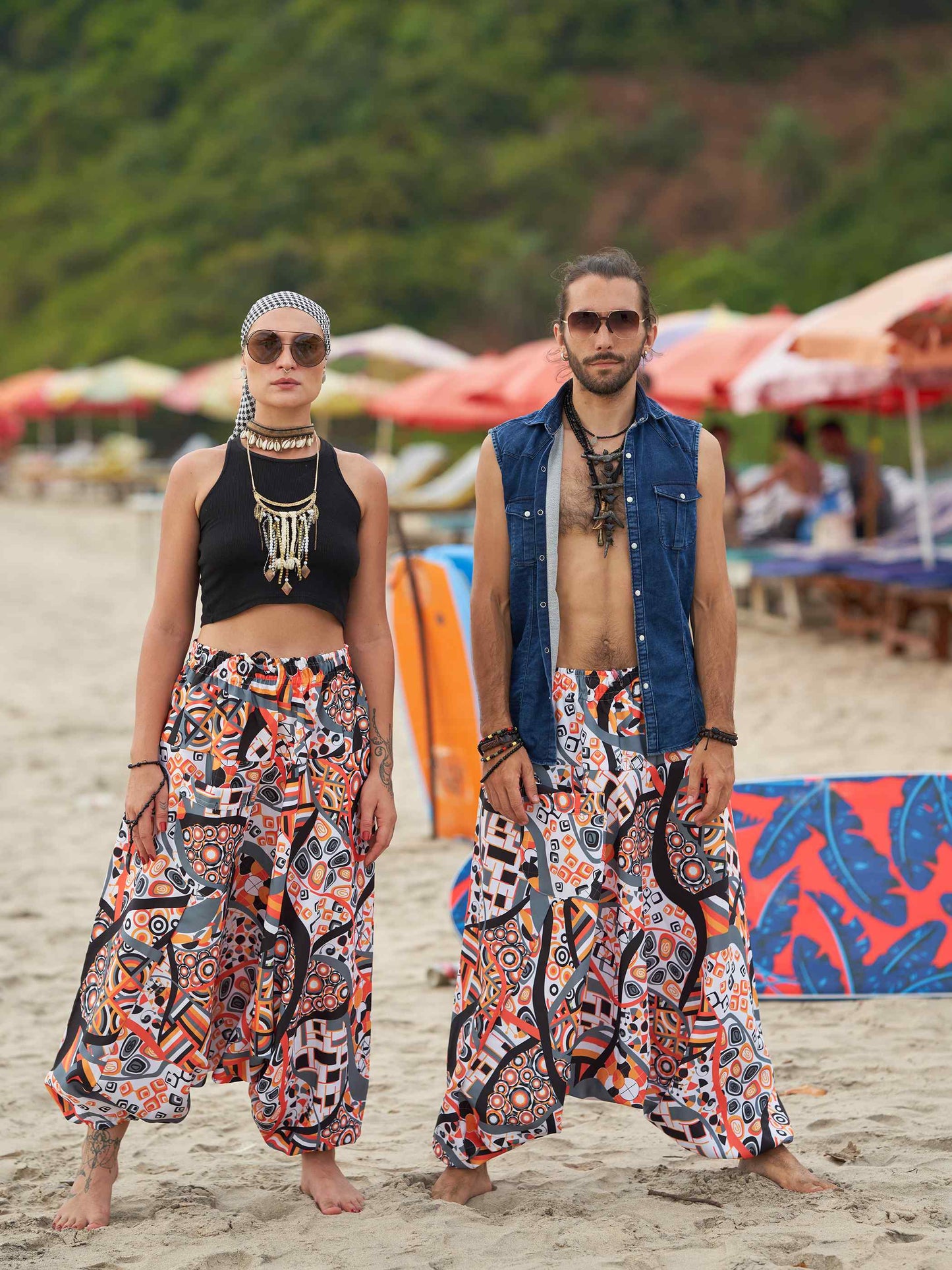 Buy Women's Wide-Open Geometric Dhoti Baggy Harem For Dance Yoga Travel