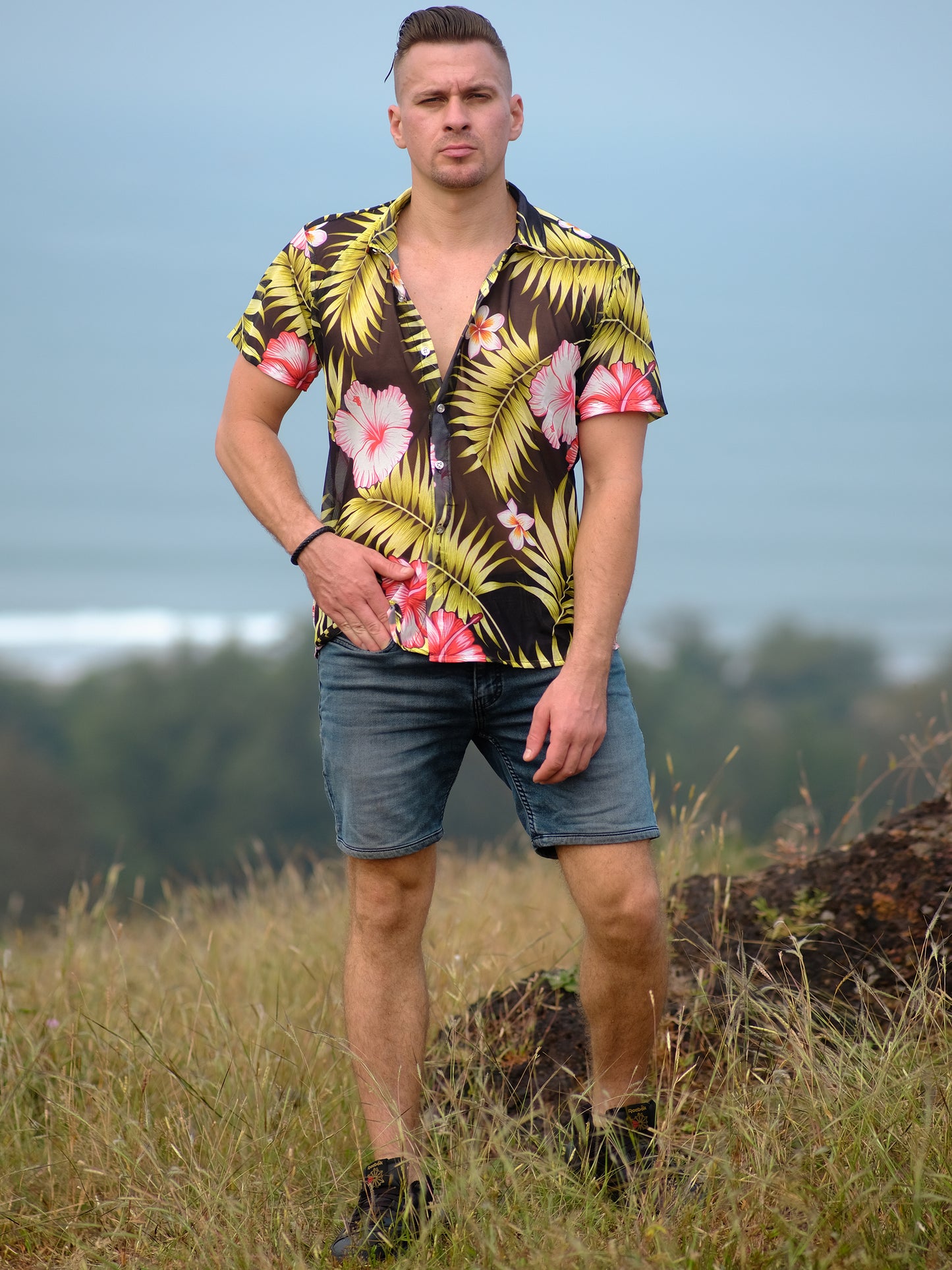 Buy Men's Tropical Floral Travel Pool Oversize Shirt