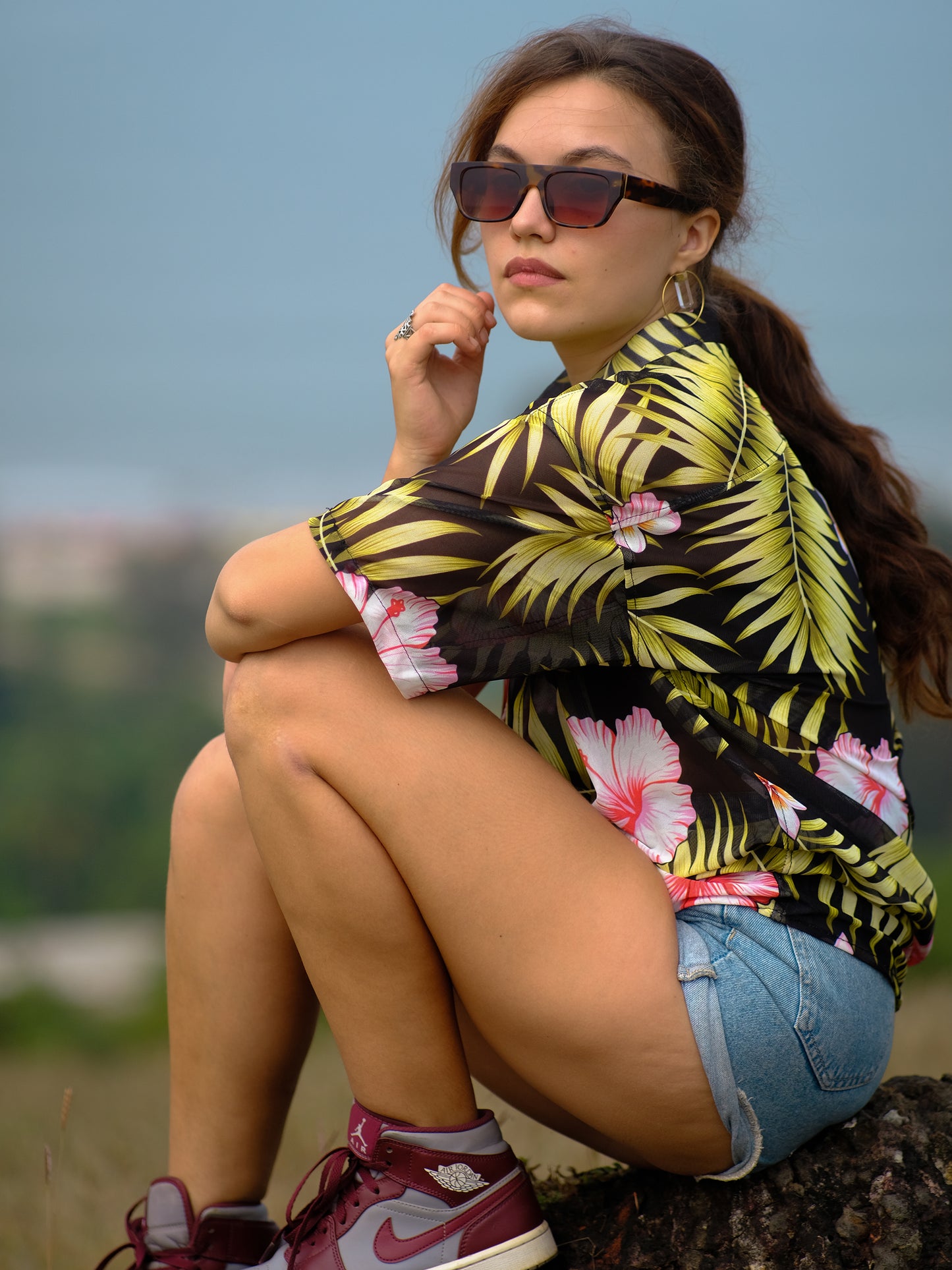 Buy Women's Tropical Floral Travel Pool Oversize Shirt