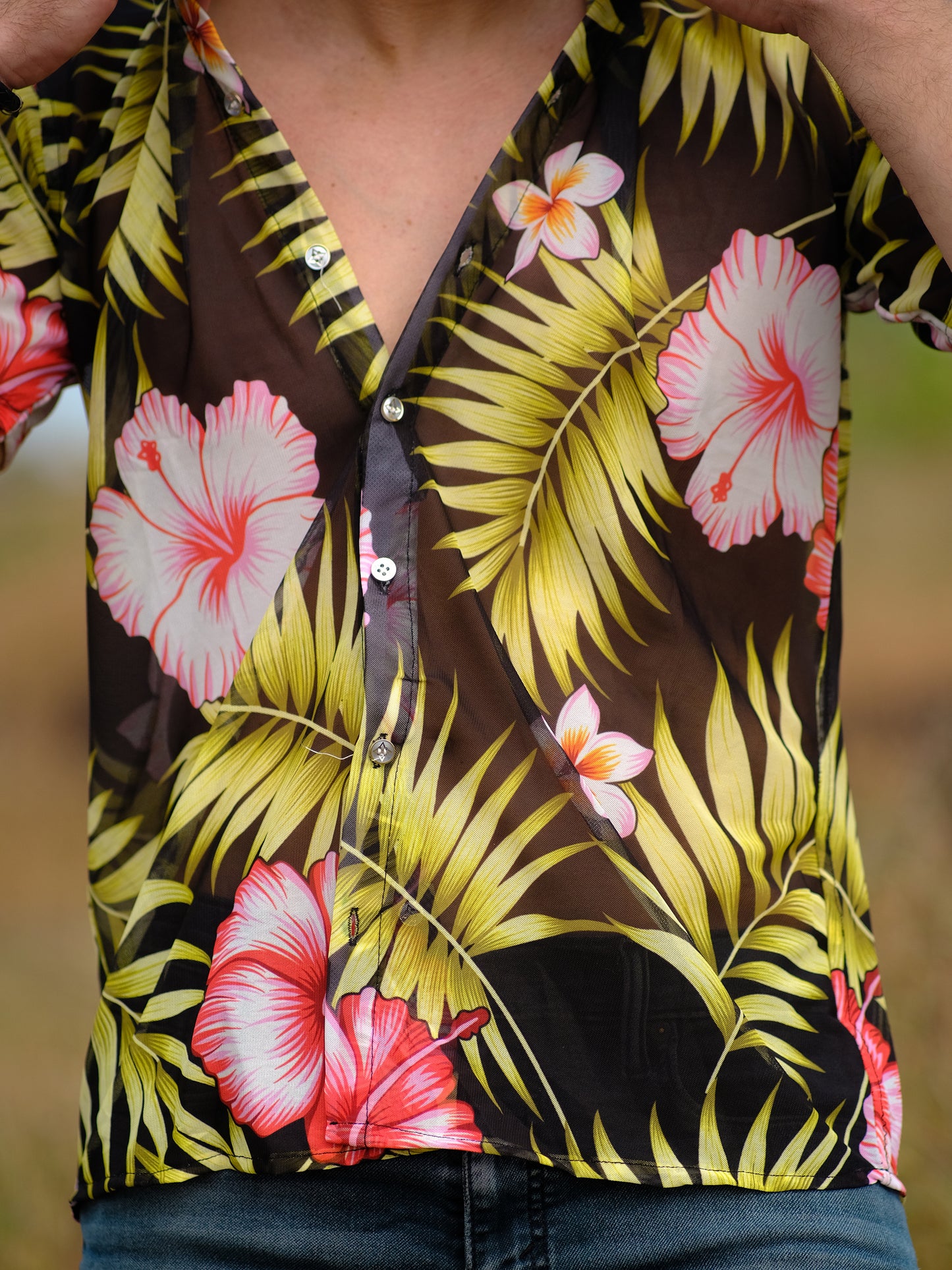 Buy Men's Tropical Floral Travel Pool Oversize Shirt