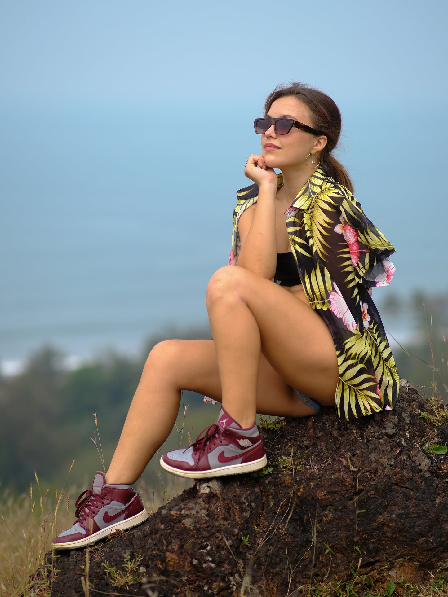 Buy Women's Tropical Floral Travel Pool Oversize Shirt