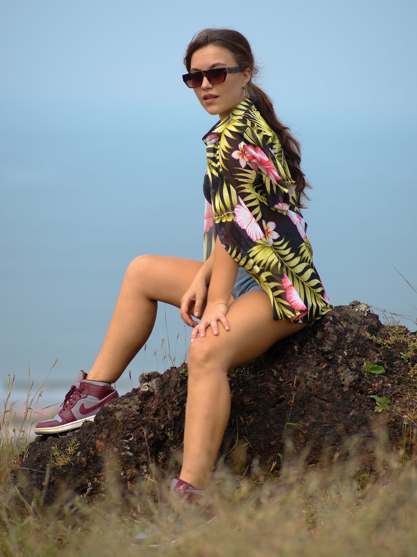 Buy Women's Tropical Floral Travel Pool Oversize Shirt