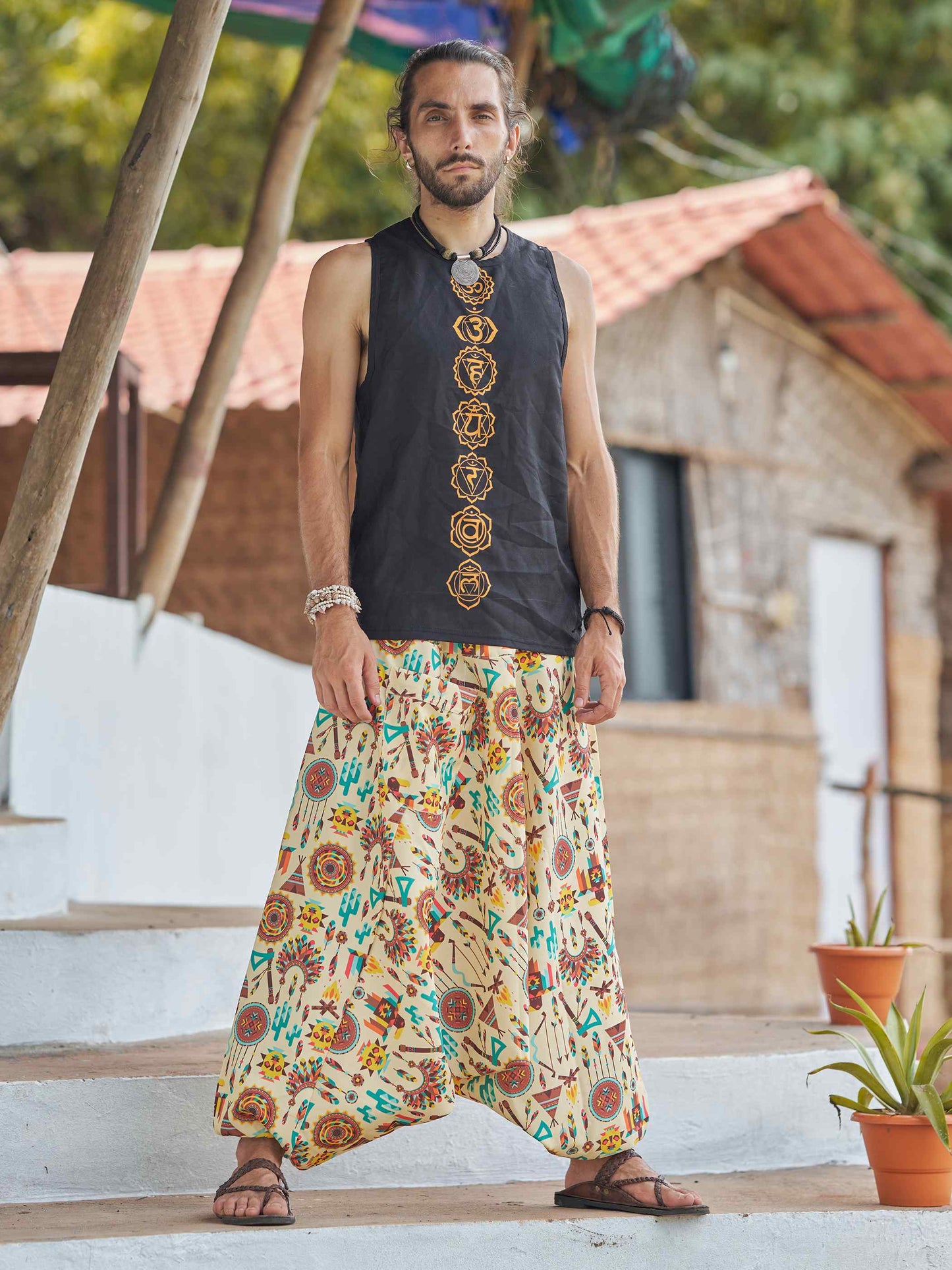 Buy Men's Tribal Genie Baggy Balloon Aladdin Hippy Harem Pants For Dance Yoga