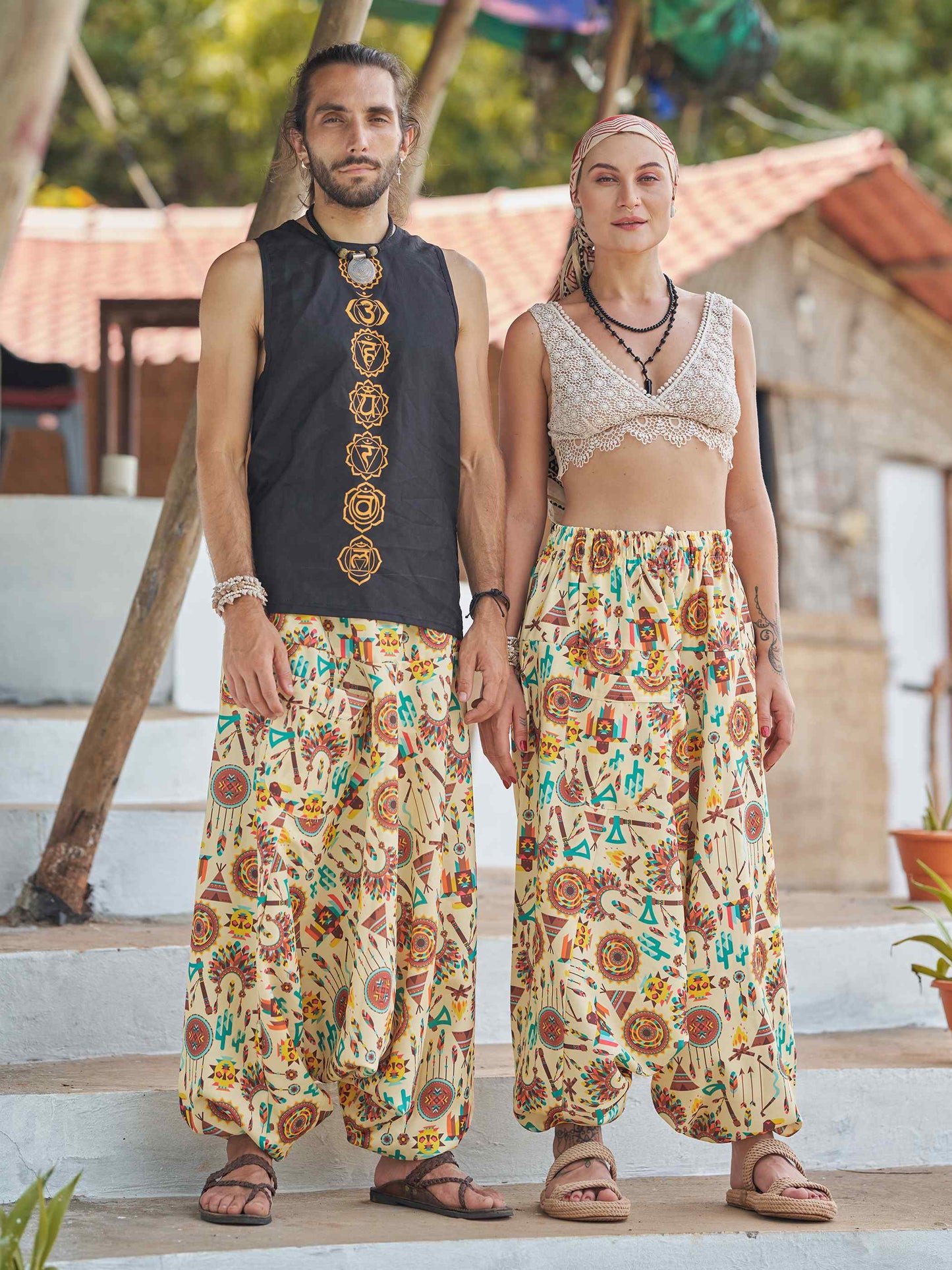 Buy Men's Tribal Genie Baggy Balloon Aladdin Hippy Harem Pants For Dance Yoga