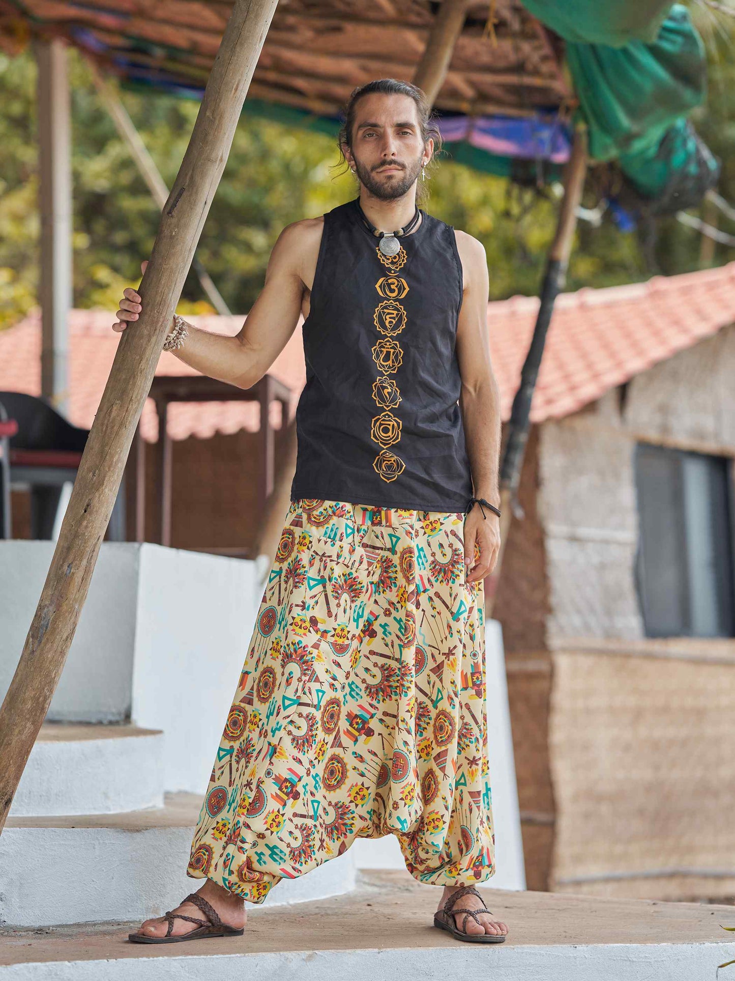 Buy Men's Tribal Genie Baggy Balloon Aladdin Hippy Harem Pants For Dance Yoga