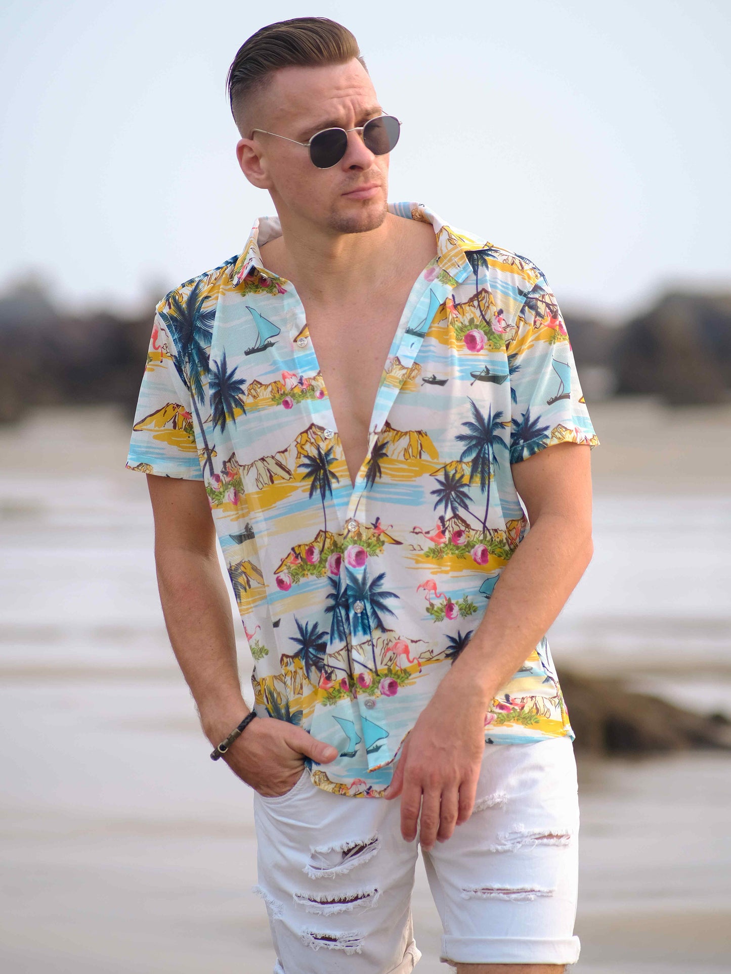 Men's Tropical Paradise Inspired Printed Goa Beach Shirt