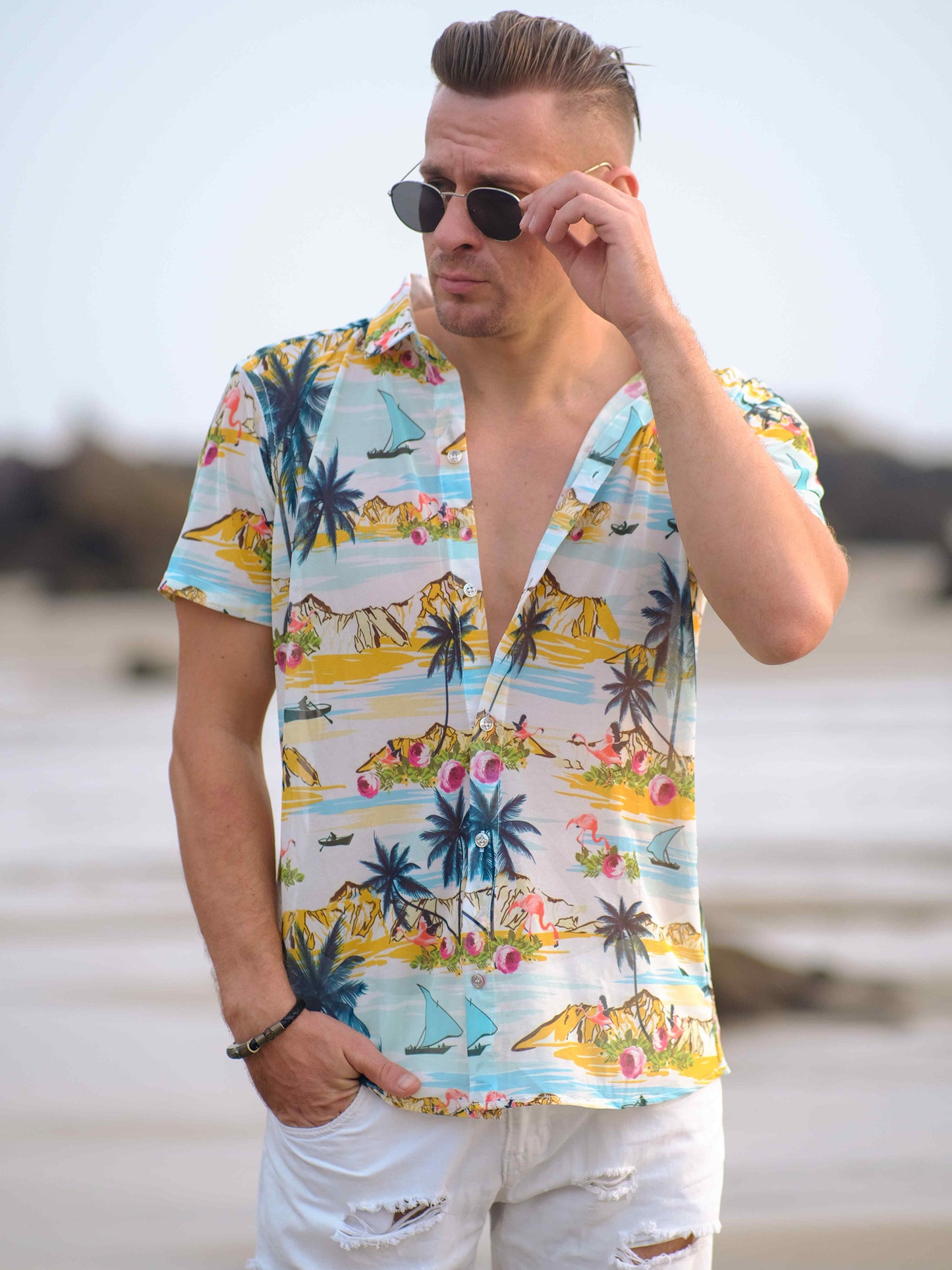 Men's Tropical Paradise Inspired Printed Goa Beach Shirt