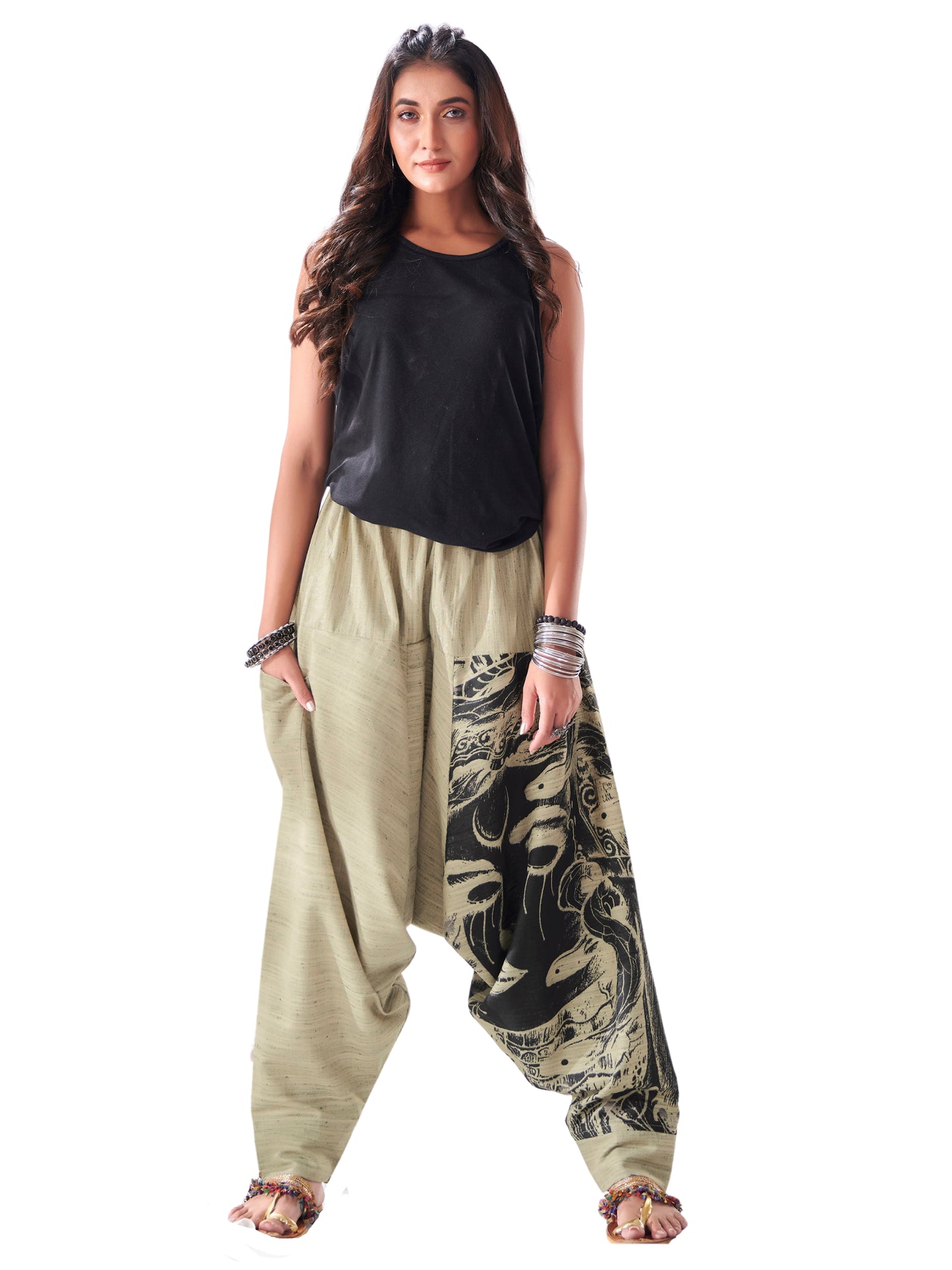 Buy Unisex Couple Tribal Genie Baggy Balloon Aladdin Hippy Harem Pants For Dance Yoga