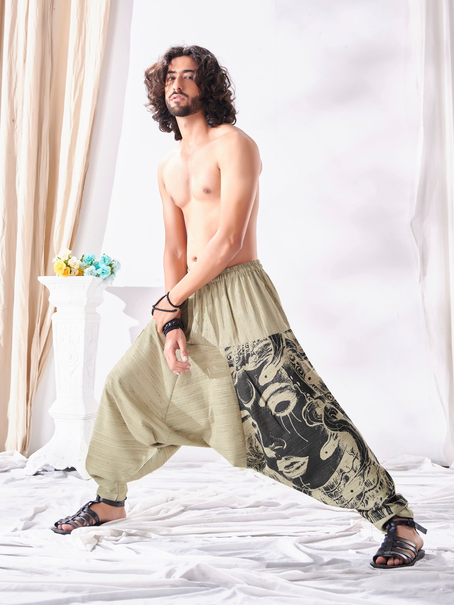 Buy Unisex Couple Tribal Genie Baggy Balloon Aladdin Hippy Harem Pants For Dance Yoga