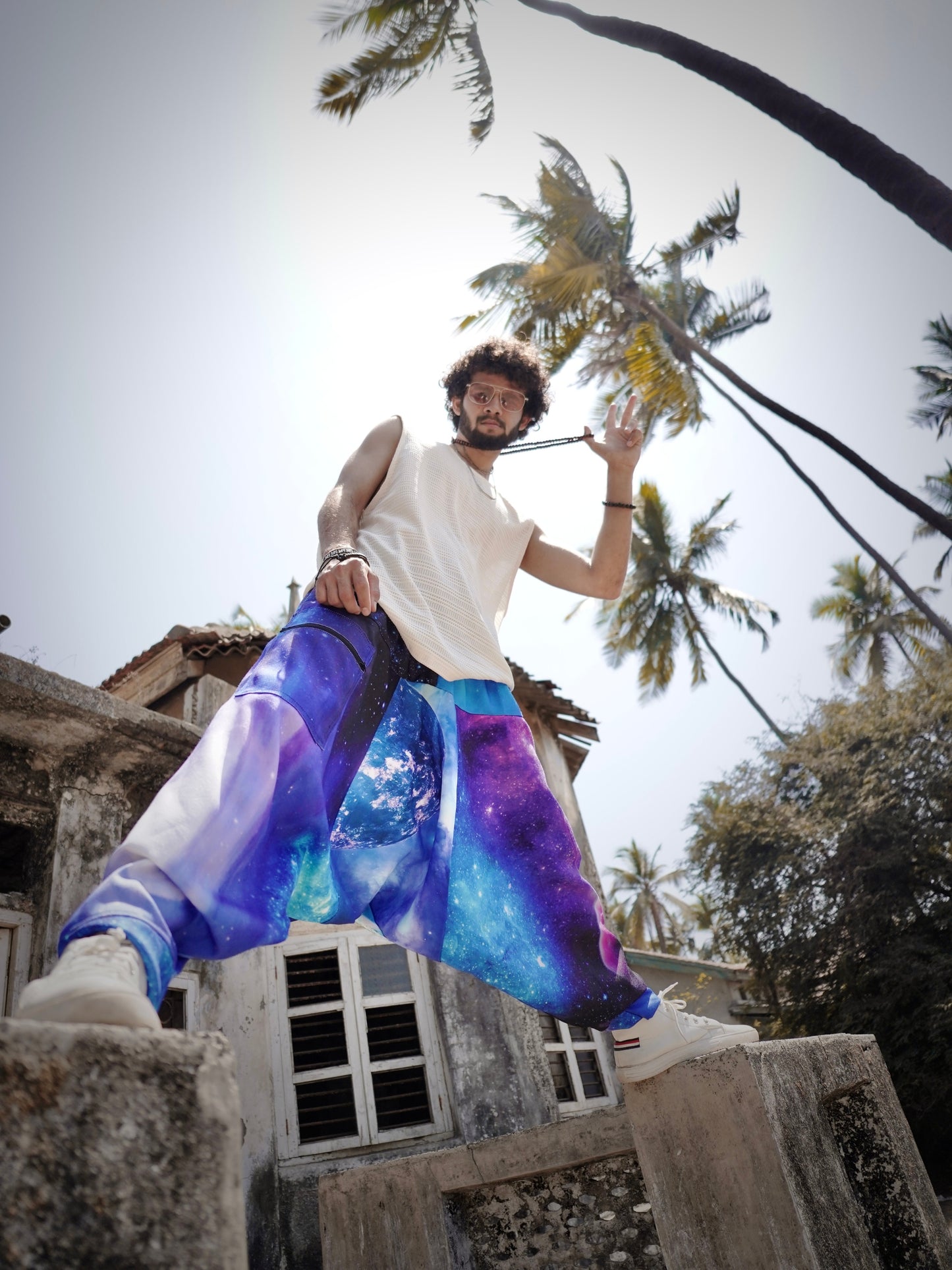 Men's Harem Pants Alibaba Baggy Balloon Galaxy Print Boho Pants