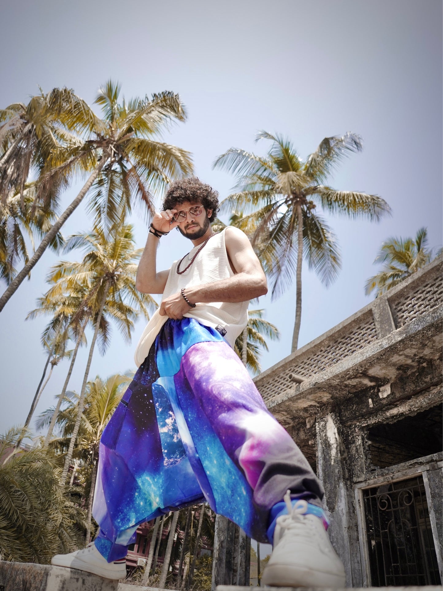 Men's Harem Pants Alibaba Baggy Balloon Galaxy Print Boho Pants