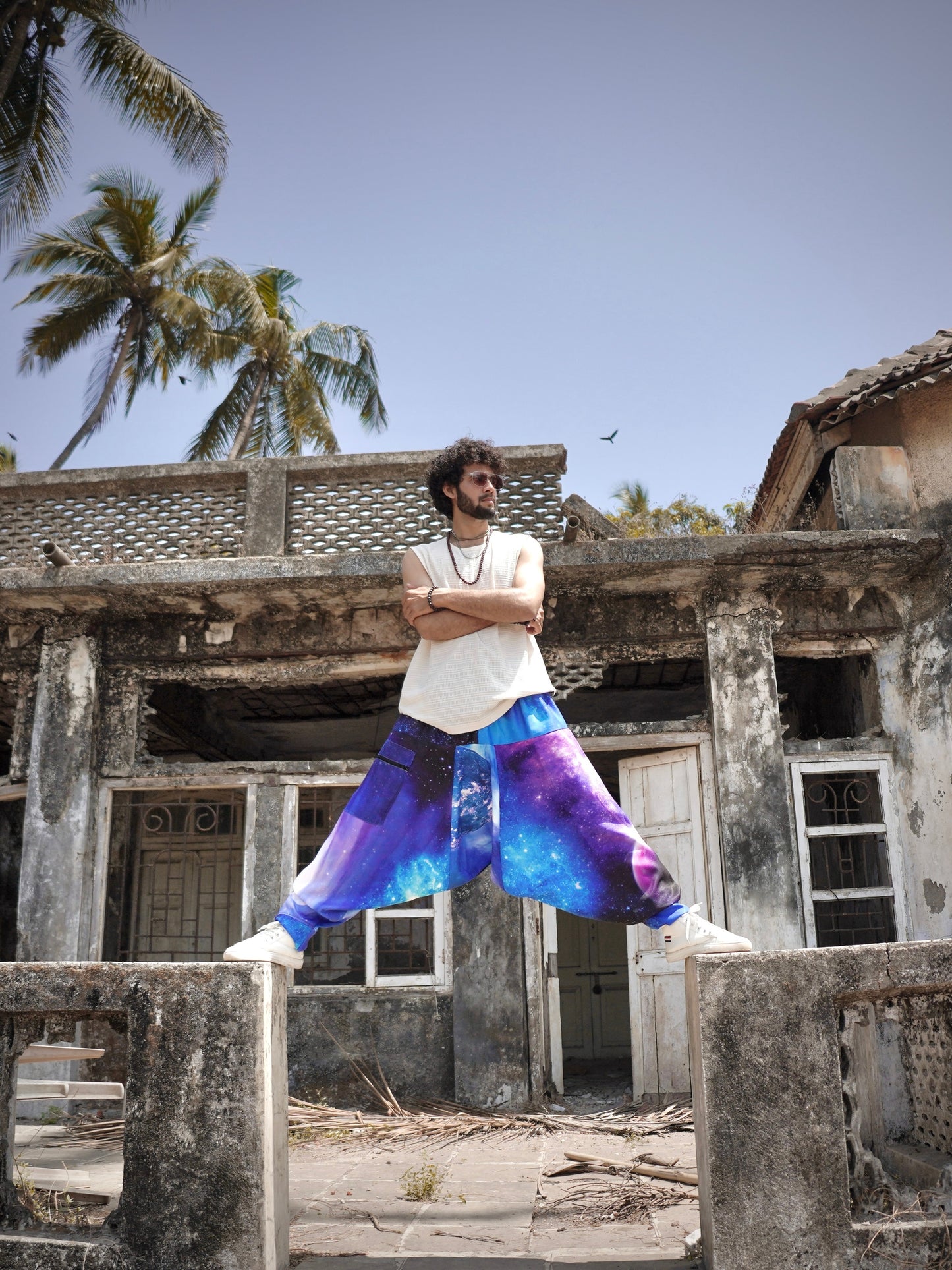 Men's Harem Pants Alibaba Baggy Balloon Galaxy Print Boho Pants