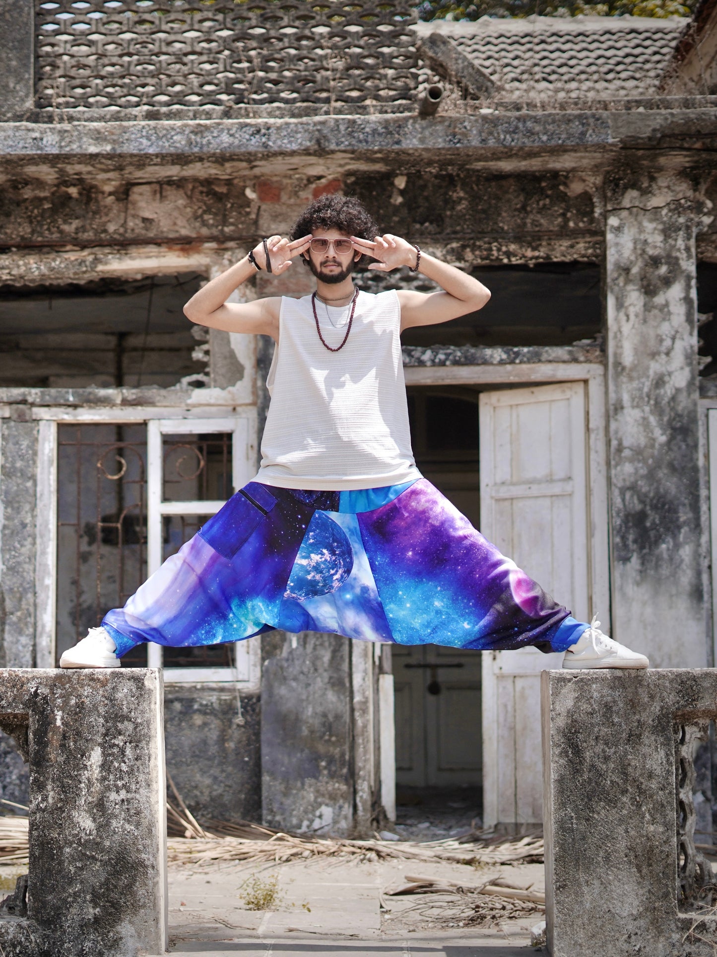 Men's Harem Pants Alibaba Baggy Balloon Galaxy Print Boho Pants