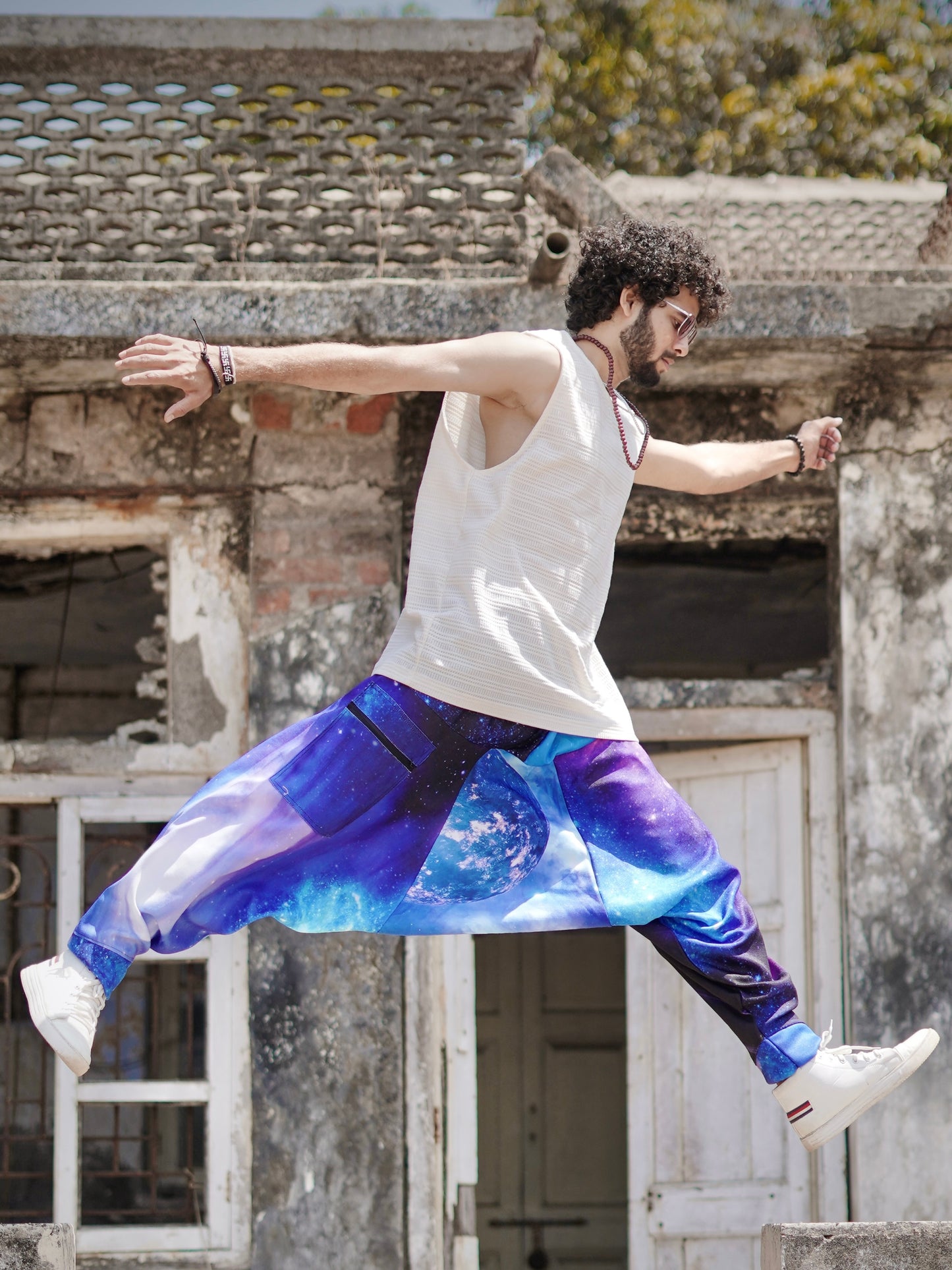 Men's Harem Pants Alibaba Baggy Balloon Galaxy Print Boho Pants