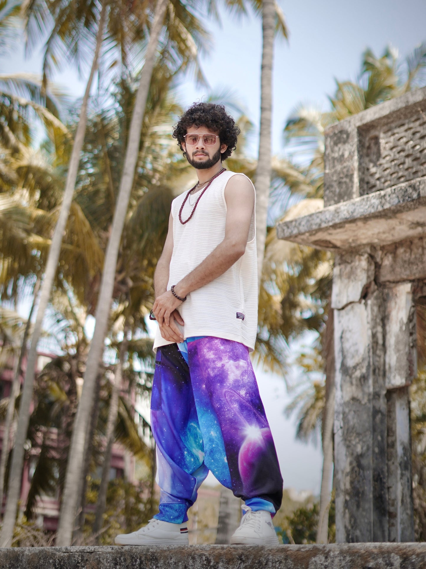 Men's Harem Pants Alibaba Baggy Balloon Galaxy Print Boho Pants