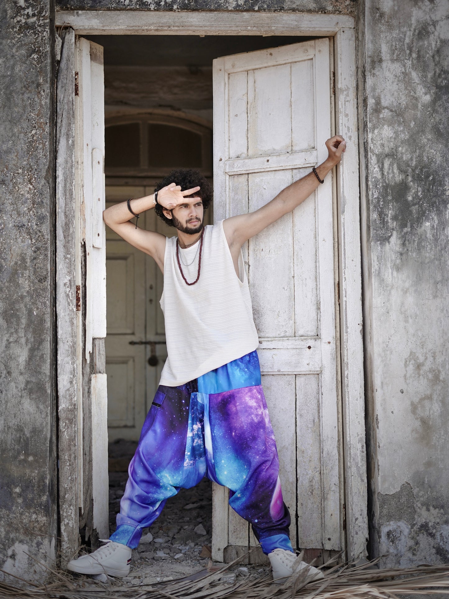 Men's Harem Pants Alibaba Baggy Balloon Galaxy Print Boho Pants