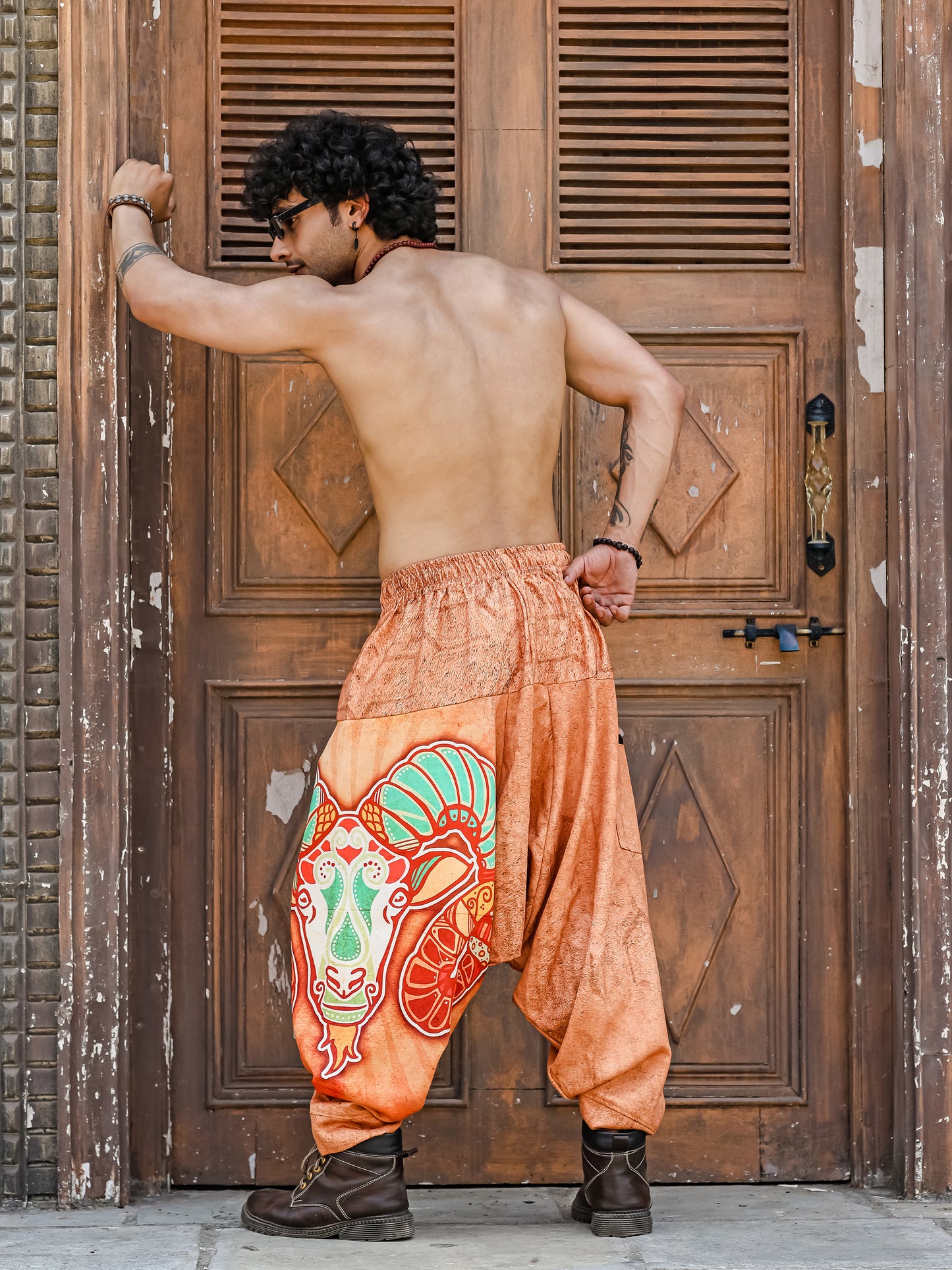 Men's Aries Print Baggy Balloon Harem Pant