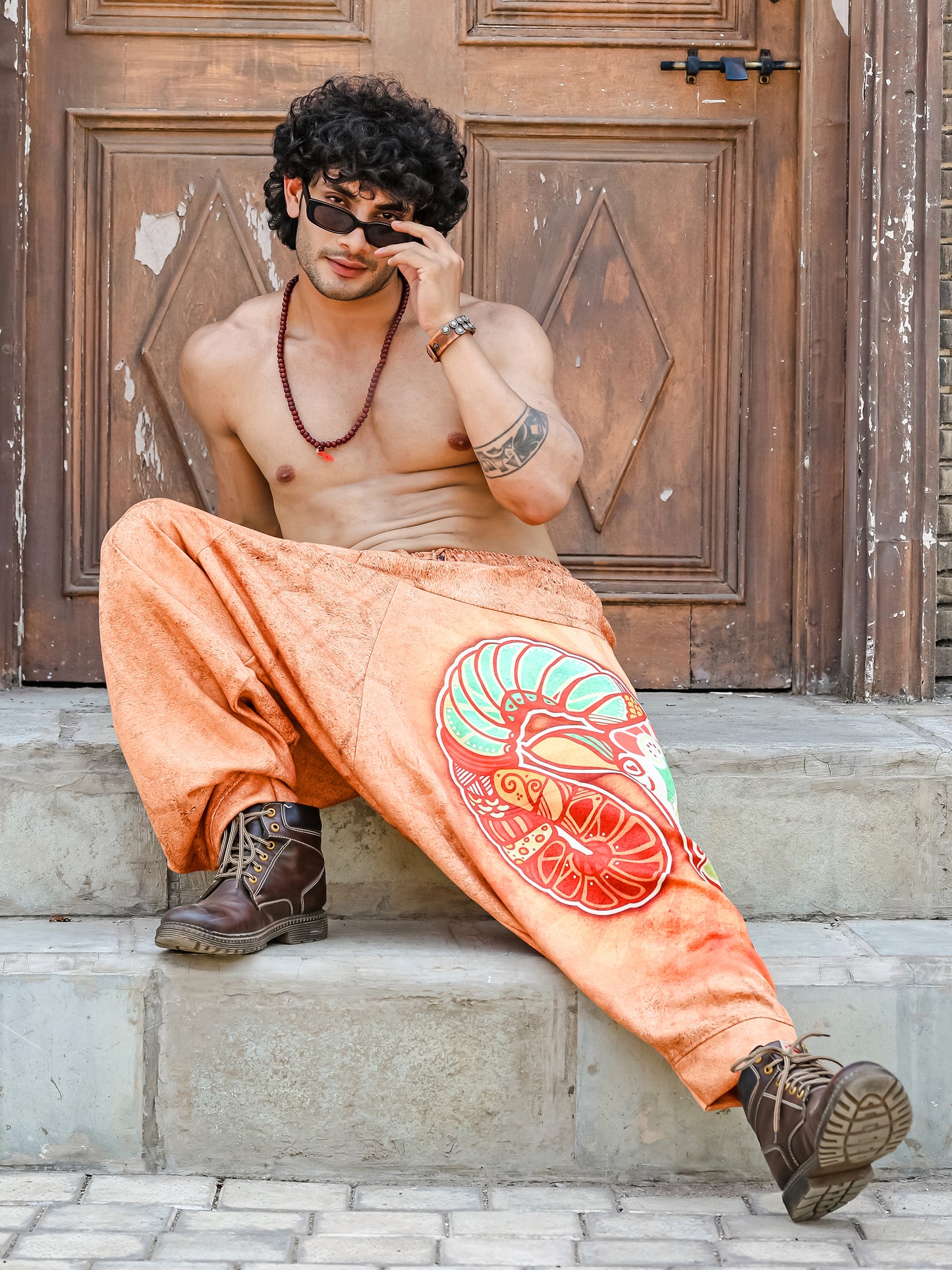 Men's Aries Print Baggy Balloon Harem Pant