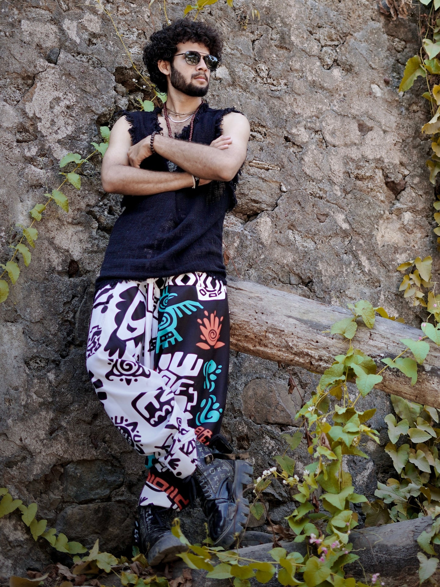 Tribal Print Men’s Harem Pants – Free Size Boho Trousers for Dance, Travel & Yoga