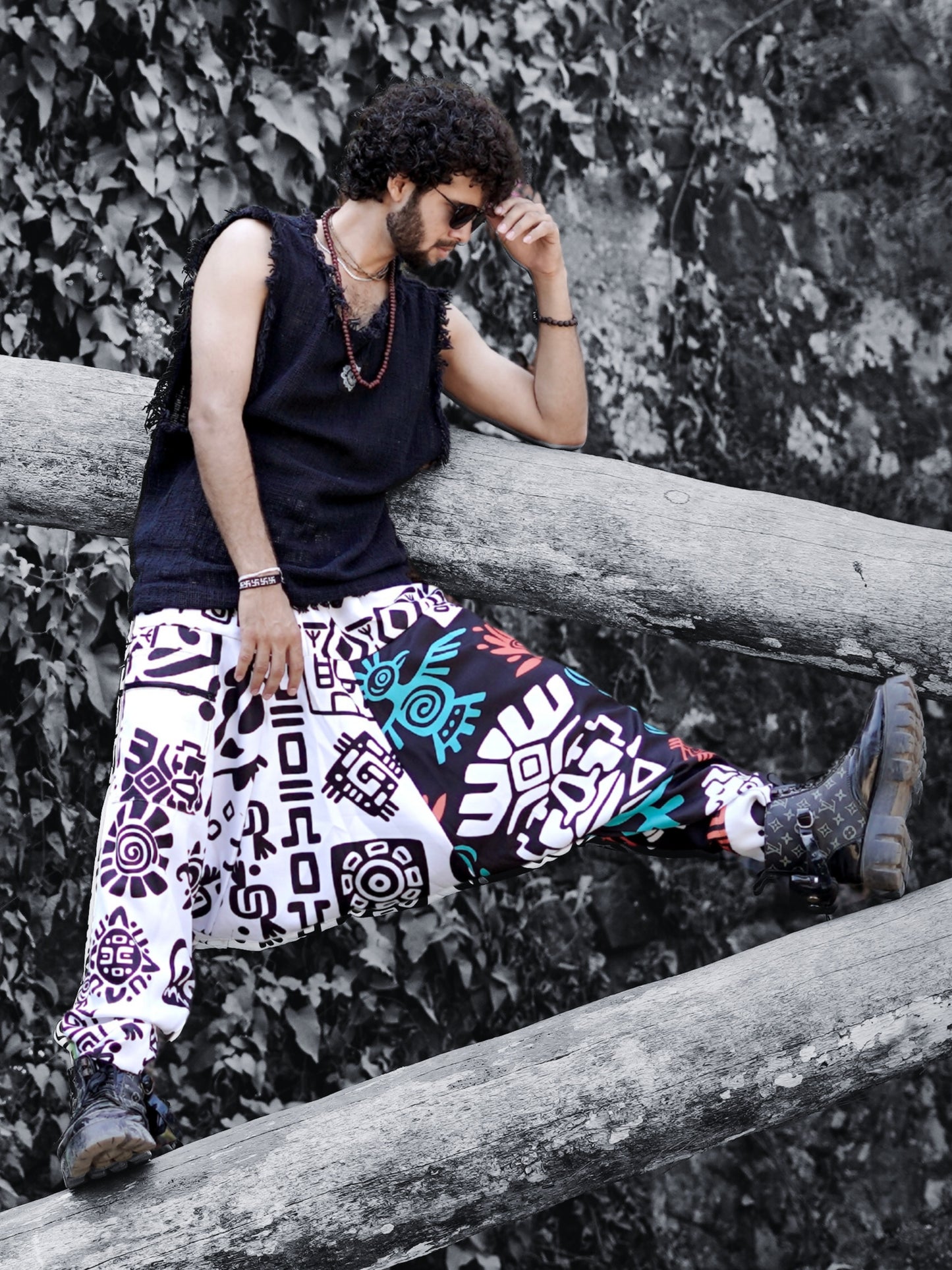 Tribal Print Men’s Harem Pants – Free Size Boho Trousers for Dance, Travel & Yoga