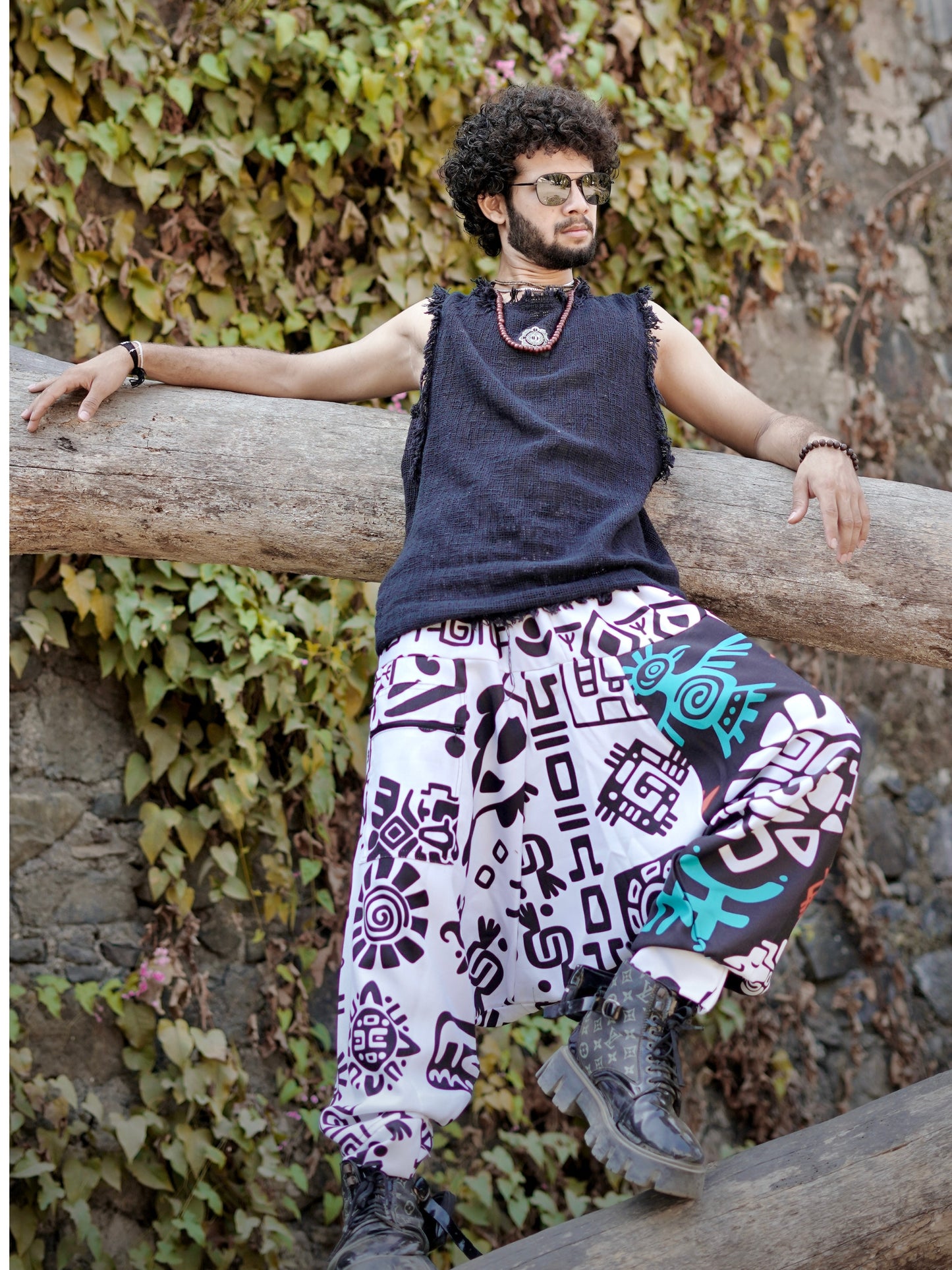Tribal Print Men’s Harem Pants – Free Size Boho Trousers for Dance, Travel & Yoga