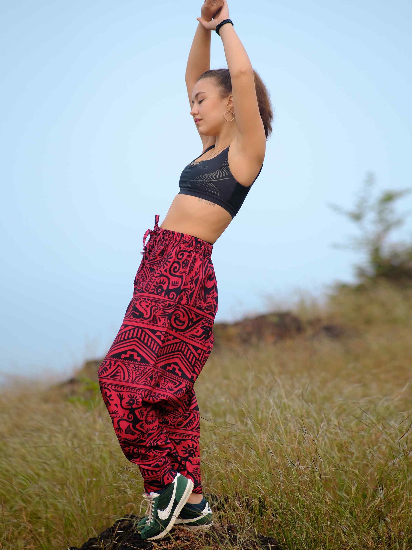 Buy Unisex Couple Arabic Vintage Boho Hippy Red Aladdin Balloon Harem Pants For Travel