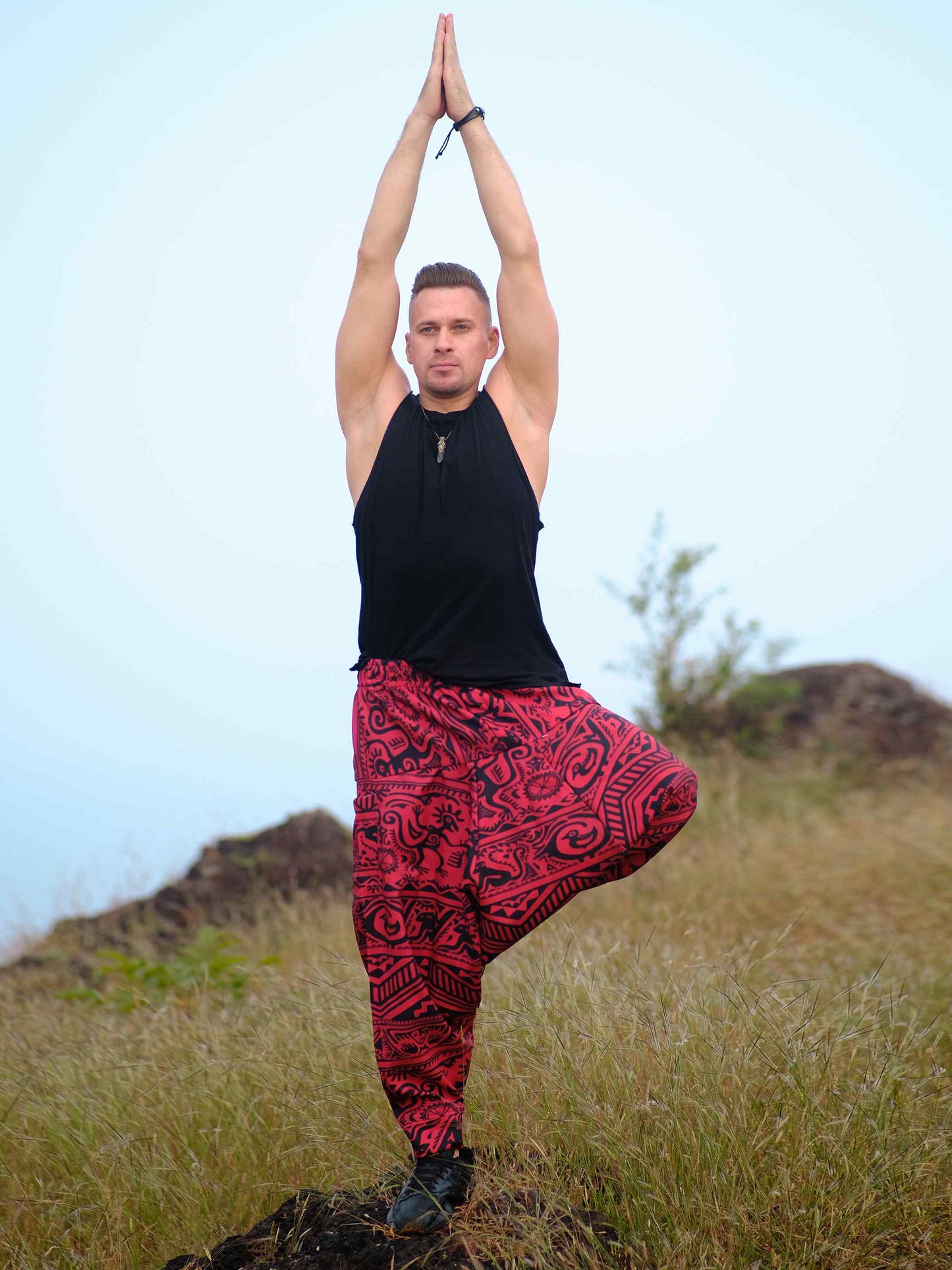 Buy Unisex Couple Arabic Vintage Boho Hippy Red Aladdin Balloon Harem Pants For Travel