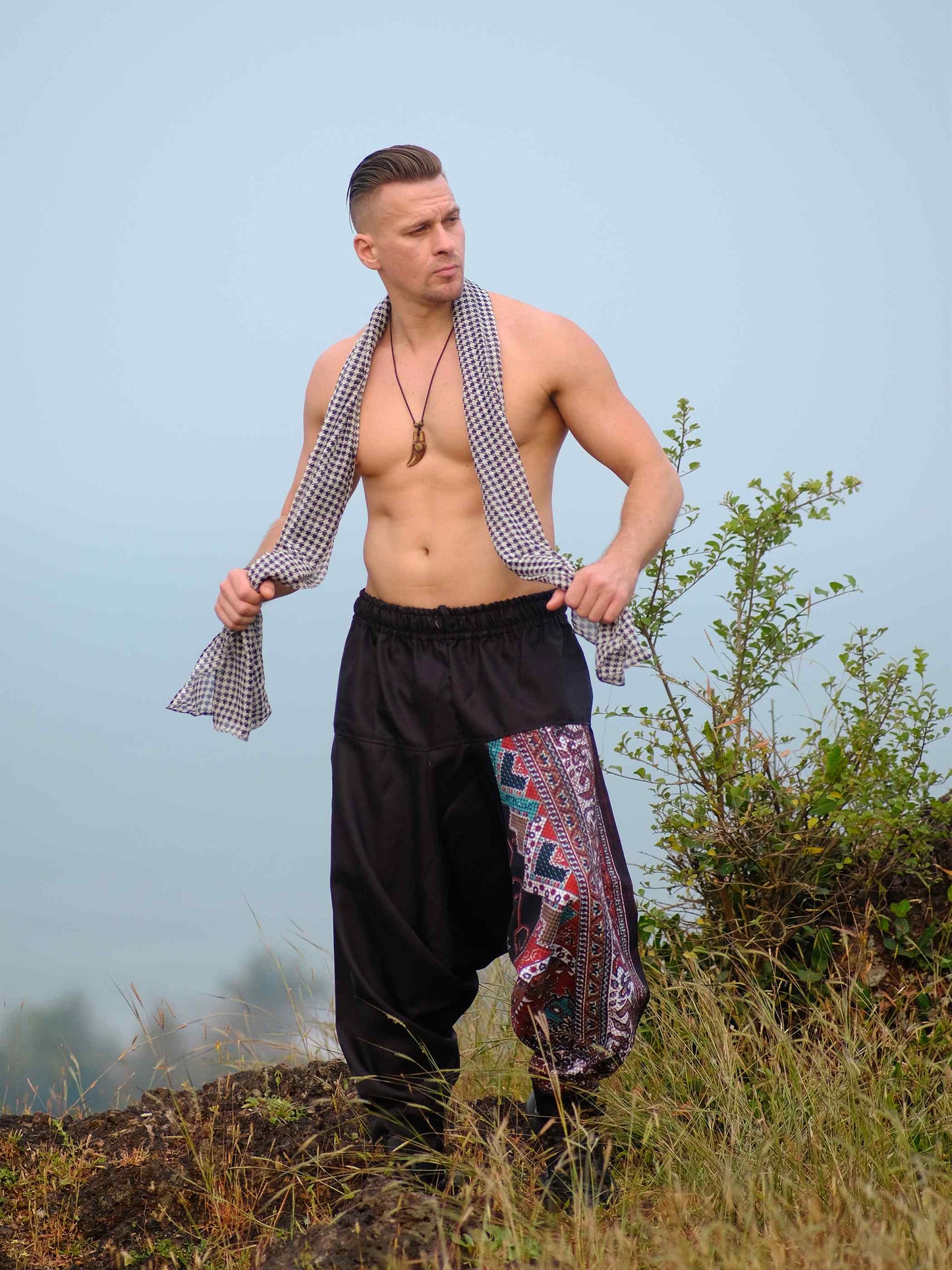 Buy Men's Red Owl Bohemian Hippy Balloon Harem Pants For Travel Dance Yoga
