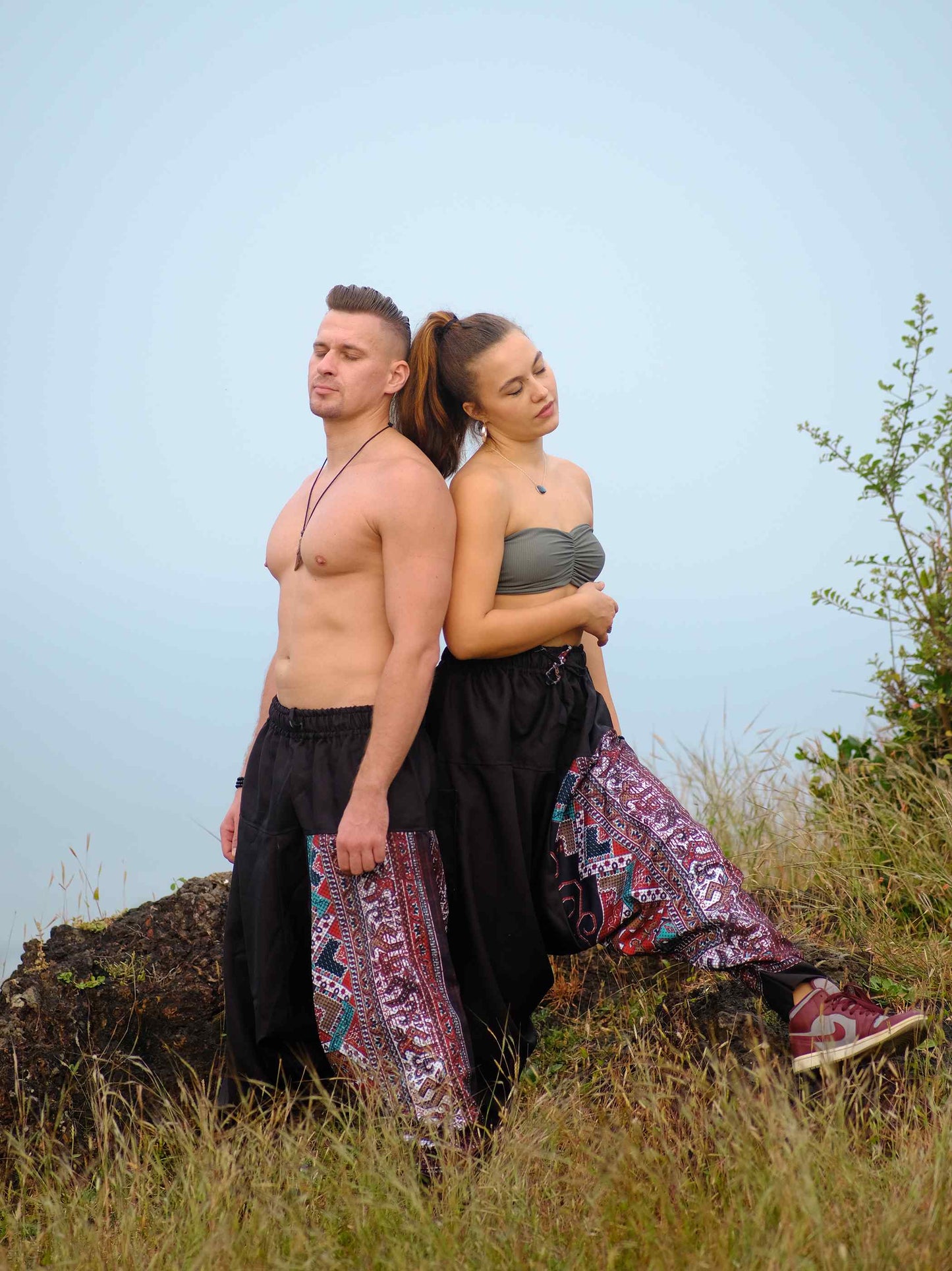 Buy Men's Red Owl Bohemian Hippy Balloon Harem Pants For Travel Dance Yoga